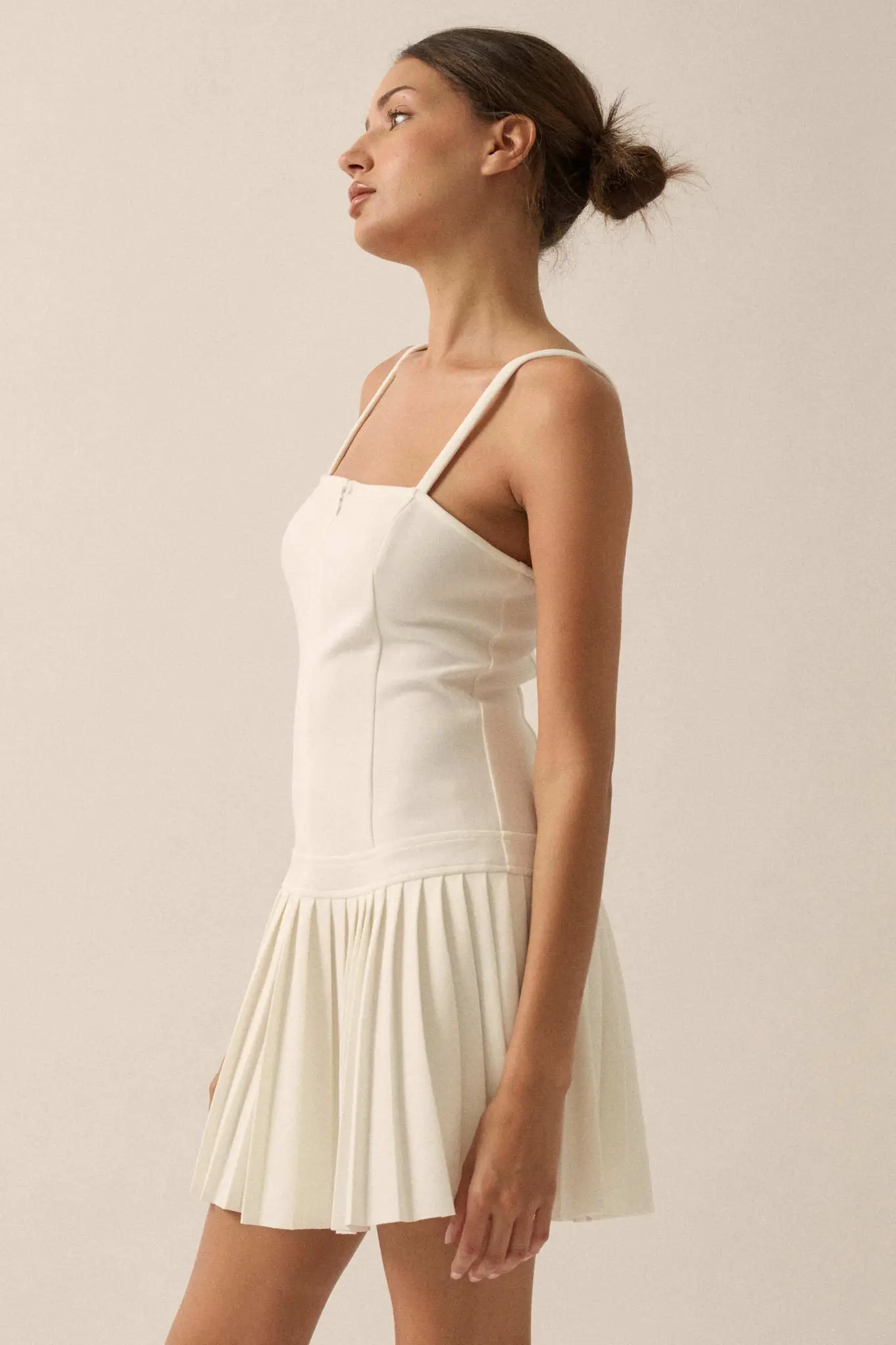 Premium Scuba Zip-Front Pleated Mini Dress - Image 6