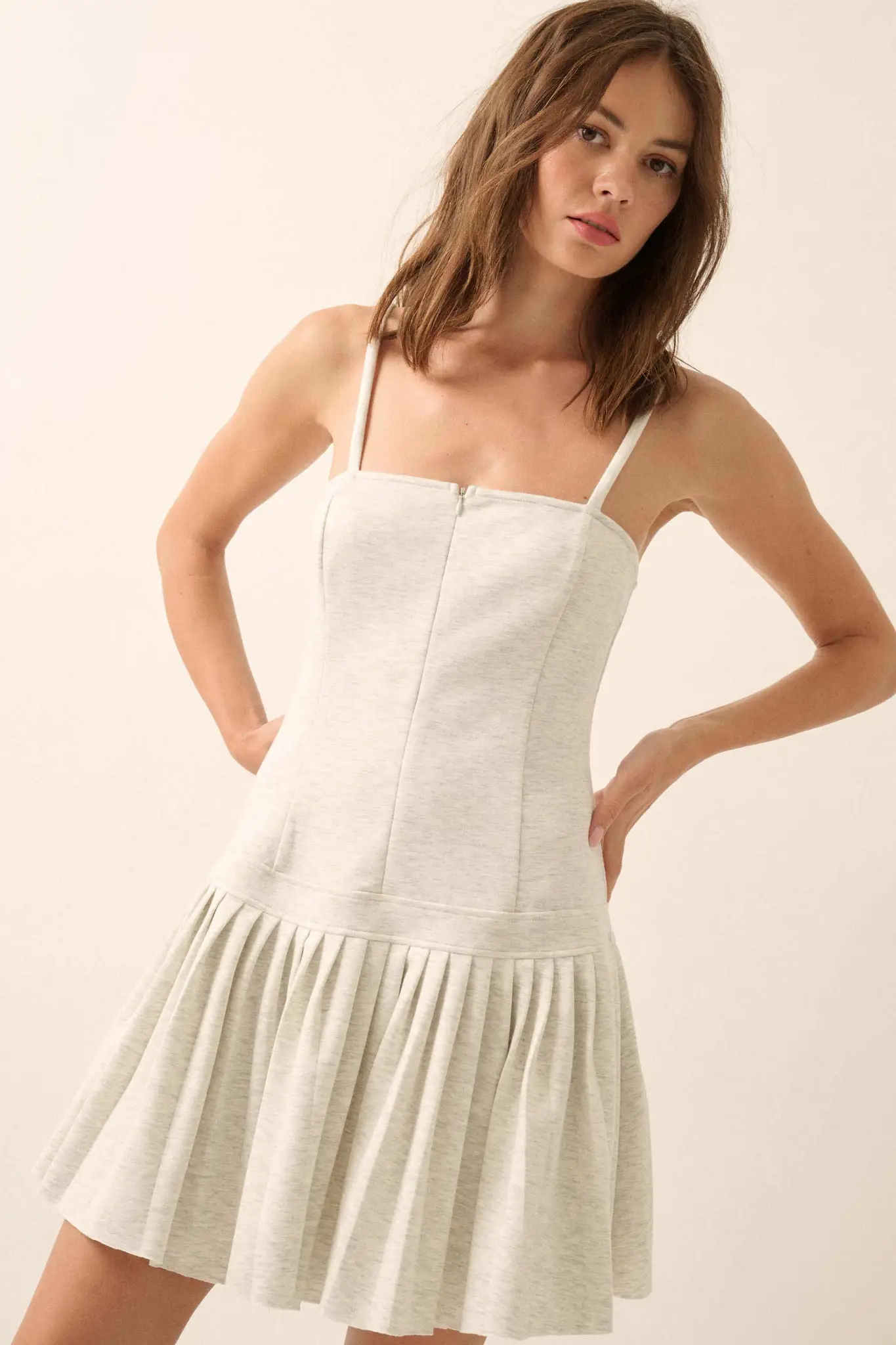 Premium Scuba Zip-Front Pleated Mini Dress - Image 7