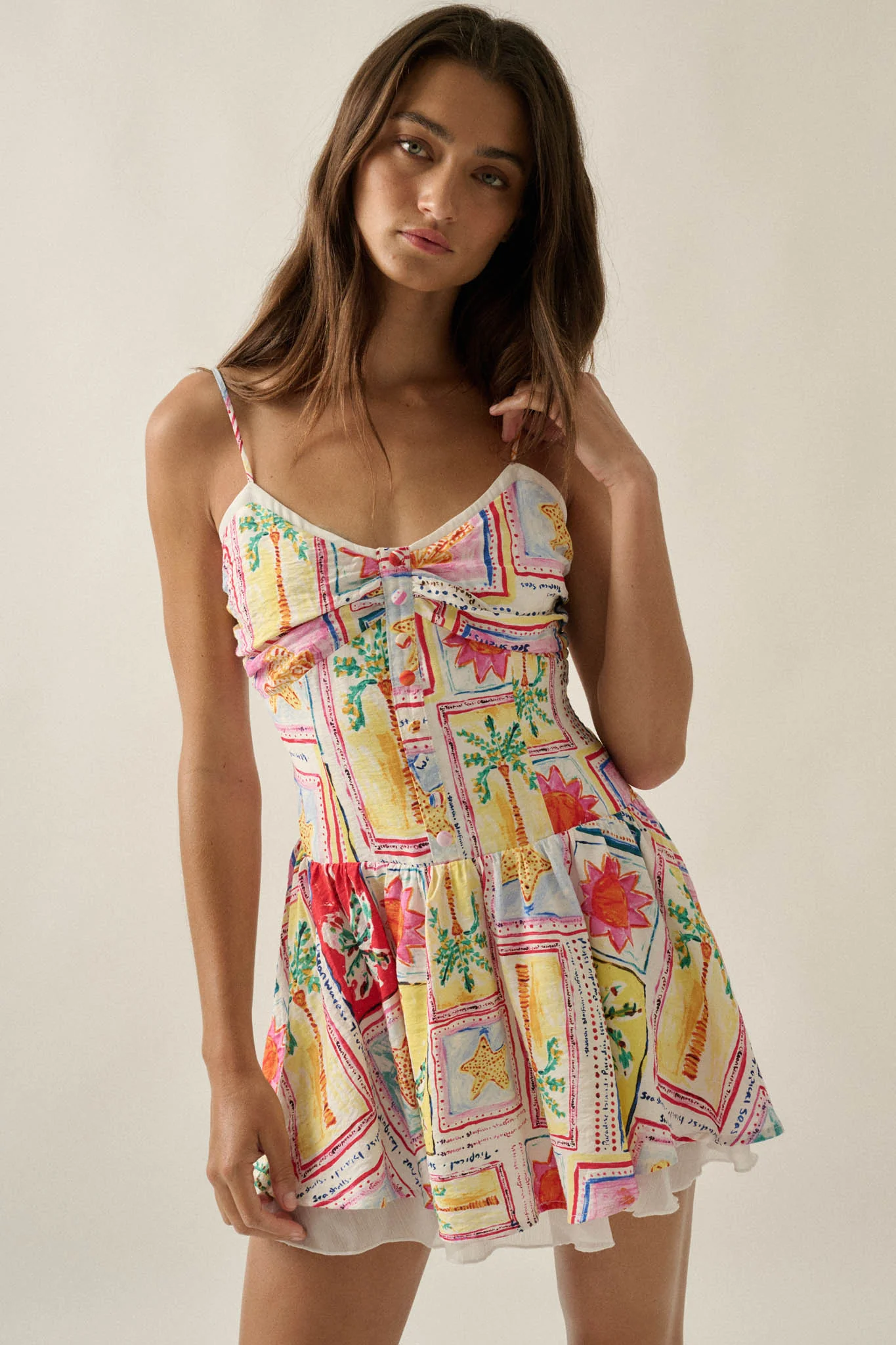 Pretty in Paradise Tropical-Print Drop-Waist Mini Dress - Image 7