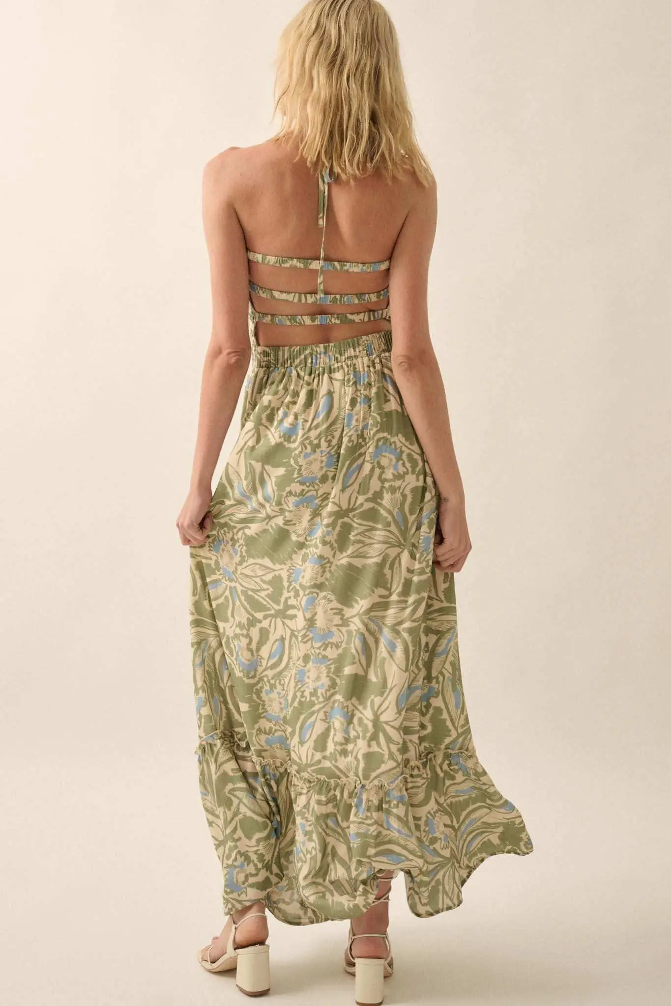 Pretty Palms Tropical Floral Smocked Maxi Dress - Image 2