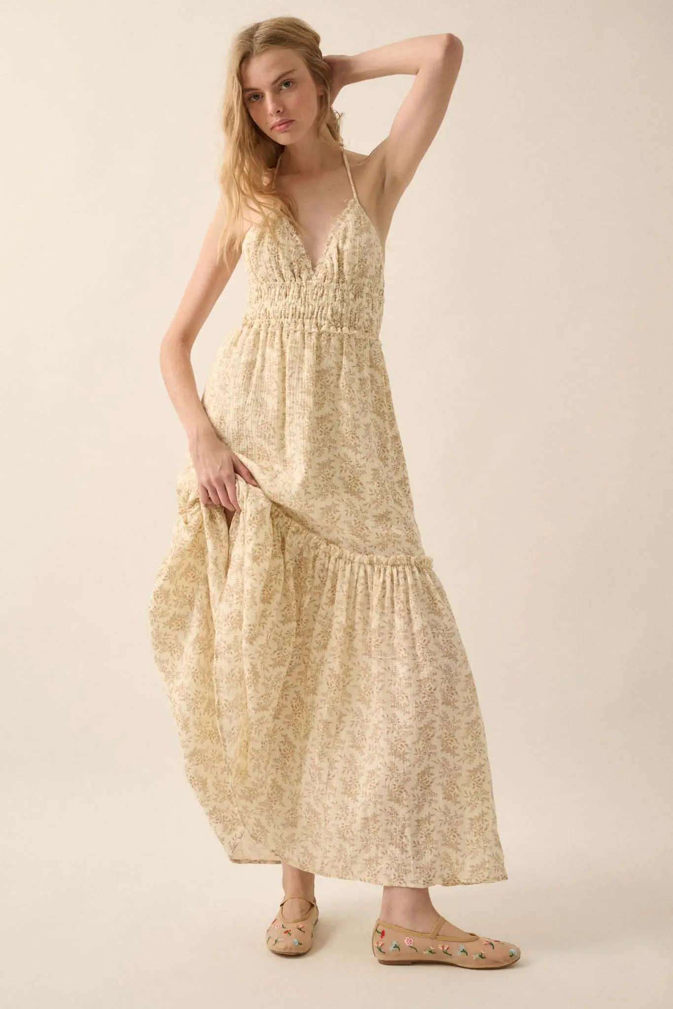 Pretty Posies Floral-Print Gauze Halter Maxi Dress - Image 12