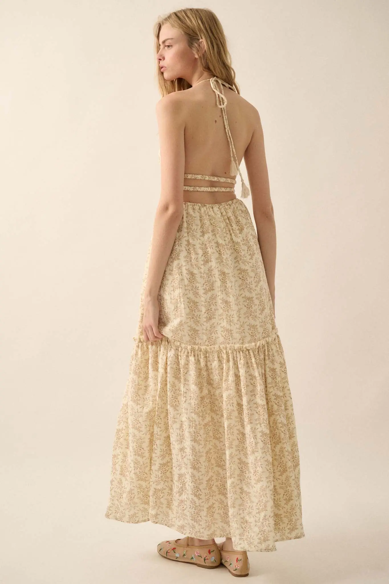 Pretty Posies Floral-Print Gauze Halter Maxi Dress - Image 15