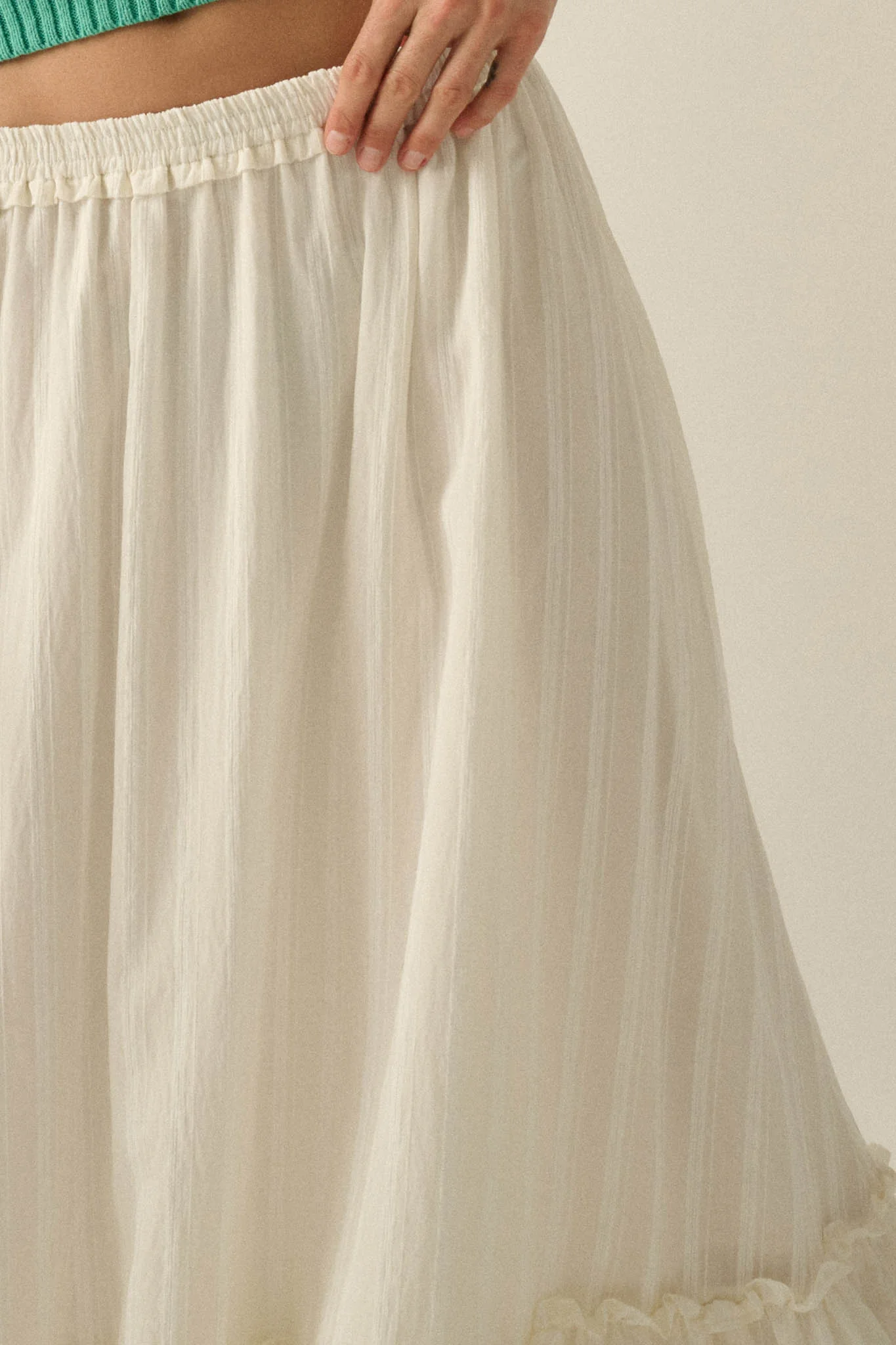 Pretty Precious Tonal-Stripe Ruffle Maxi Skirt - Image 8
