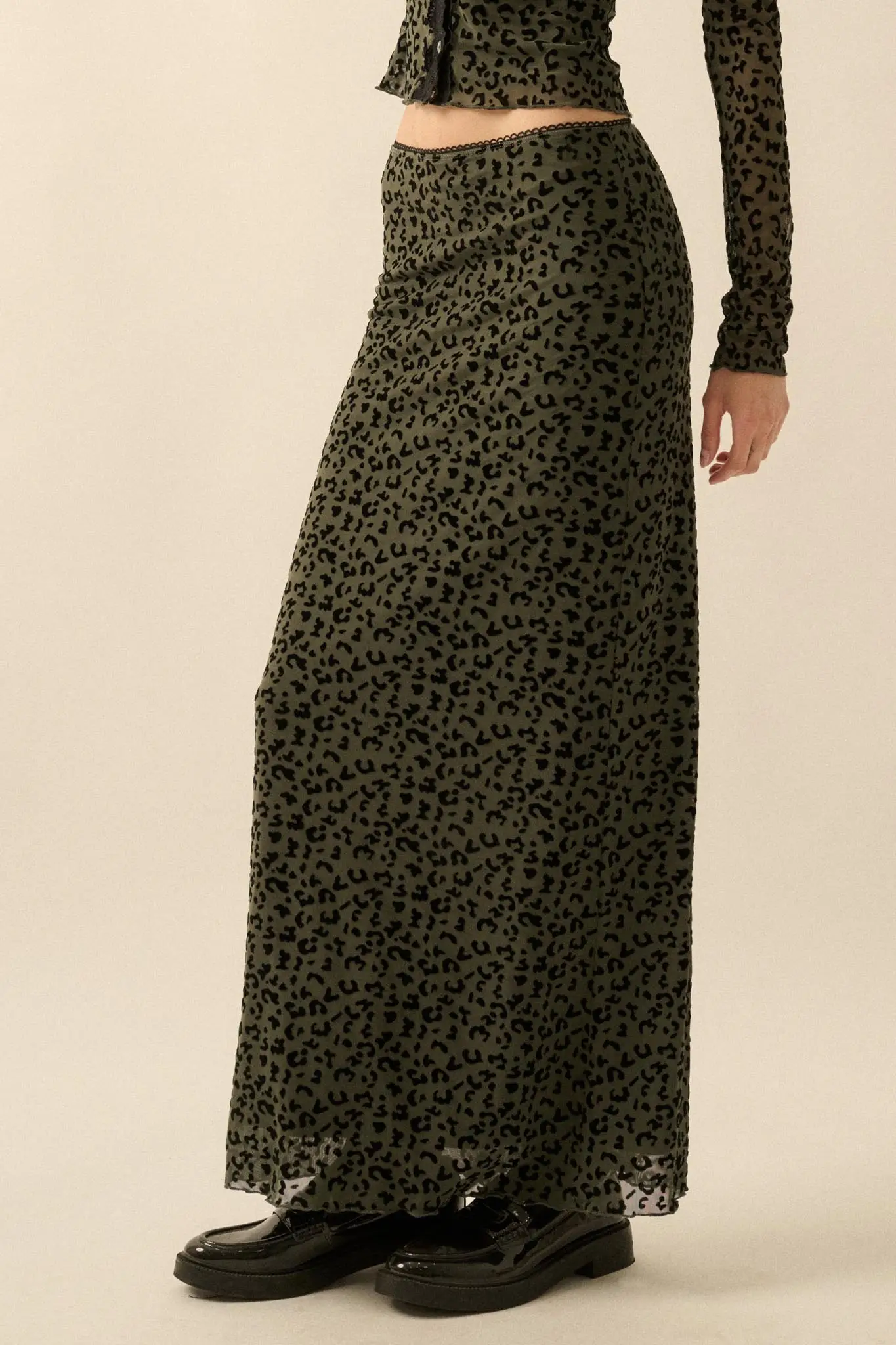 Pretty Wild Leopard Mesh Maxi Skirt - Image 11