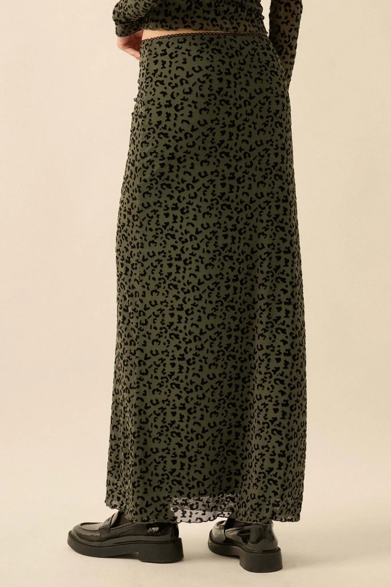 Pretty Wild Leopard Mesh Maxi Skirt - Image 12