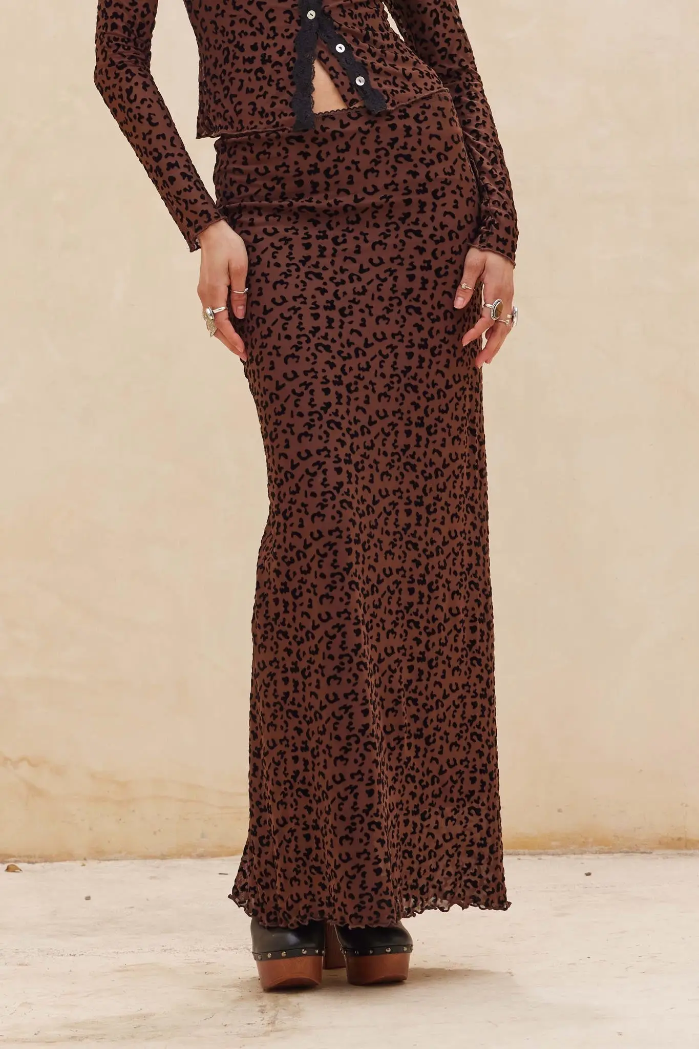 Pretty Wild Leopard Mesh Maxi Skirt - Image 13