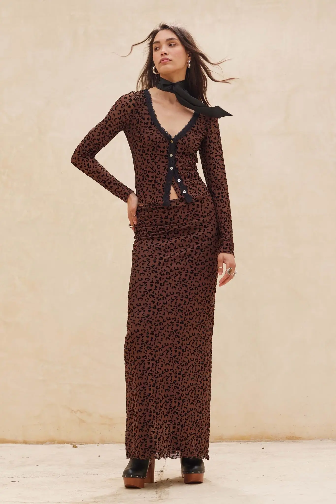 Pretty Wild Leopard Mesh Maxi Skirt - Image 14
