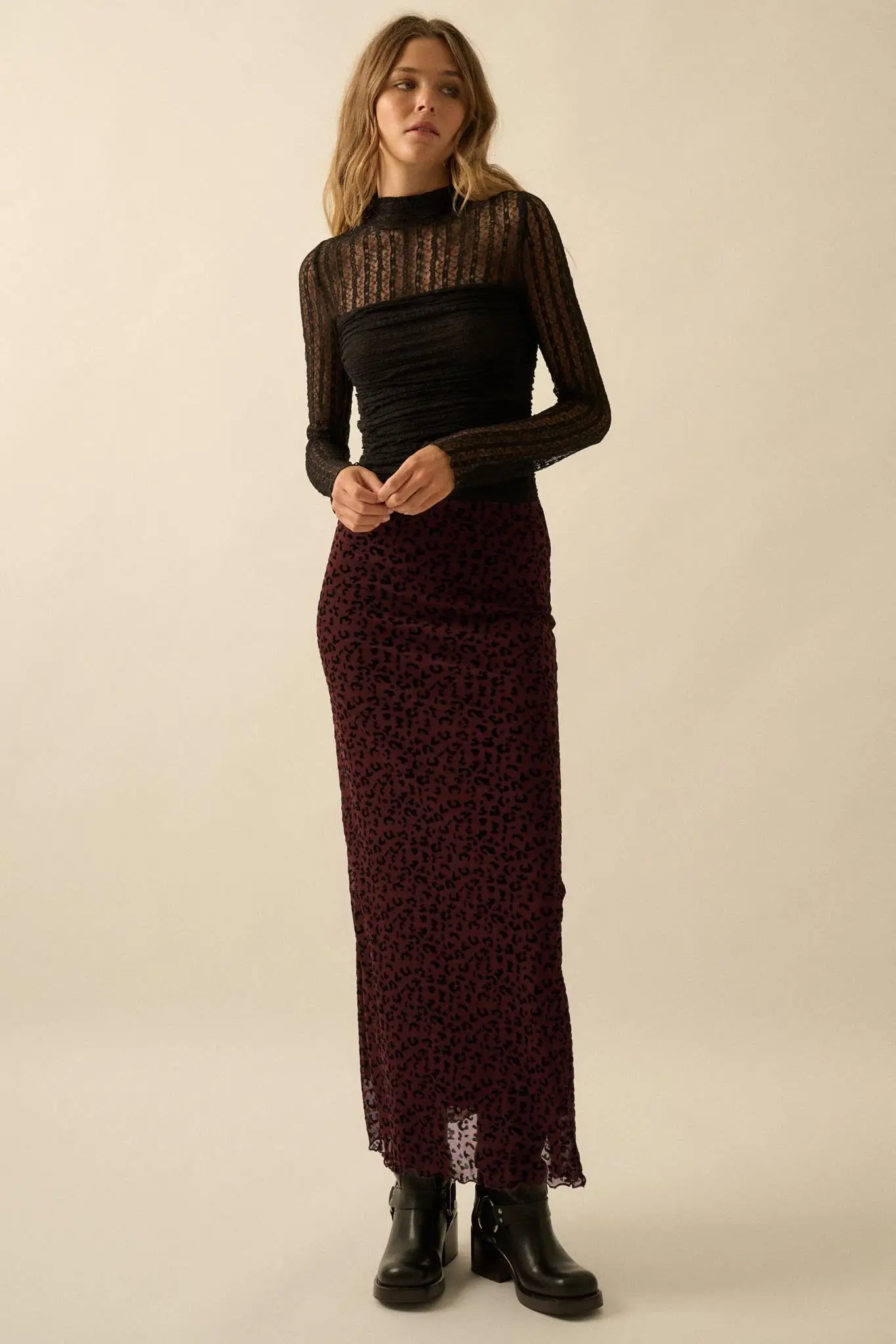 Pretty Wild Leopard Mesh Maxi Skirt - Image 3