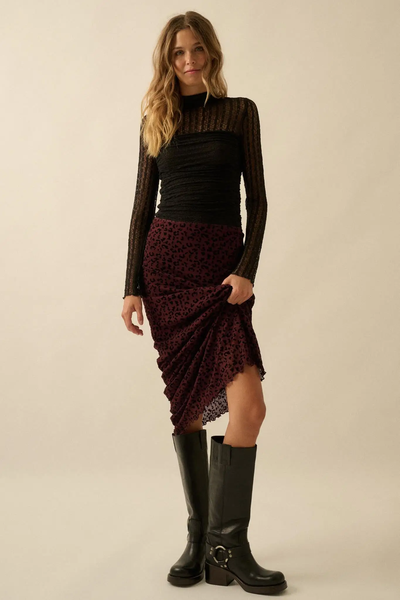 Pretty Wild Leopard Mesh Maxi Skirt - Image 4
