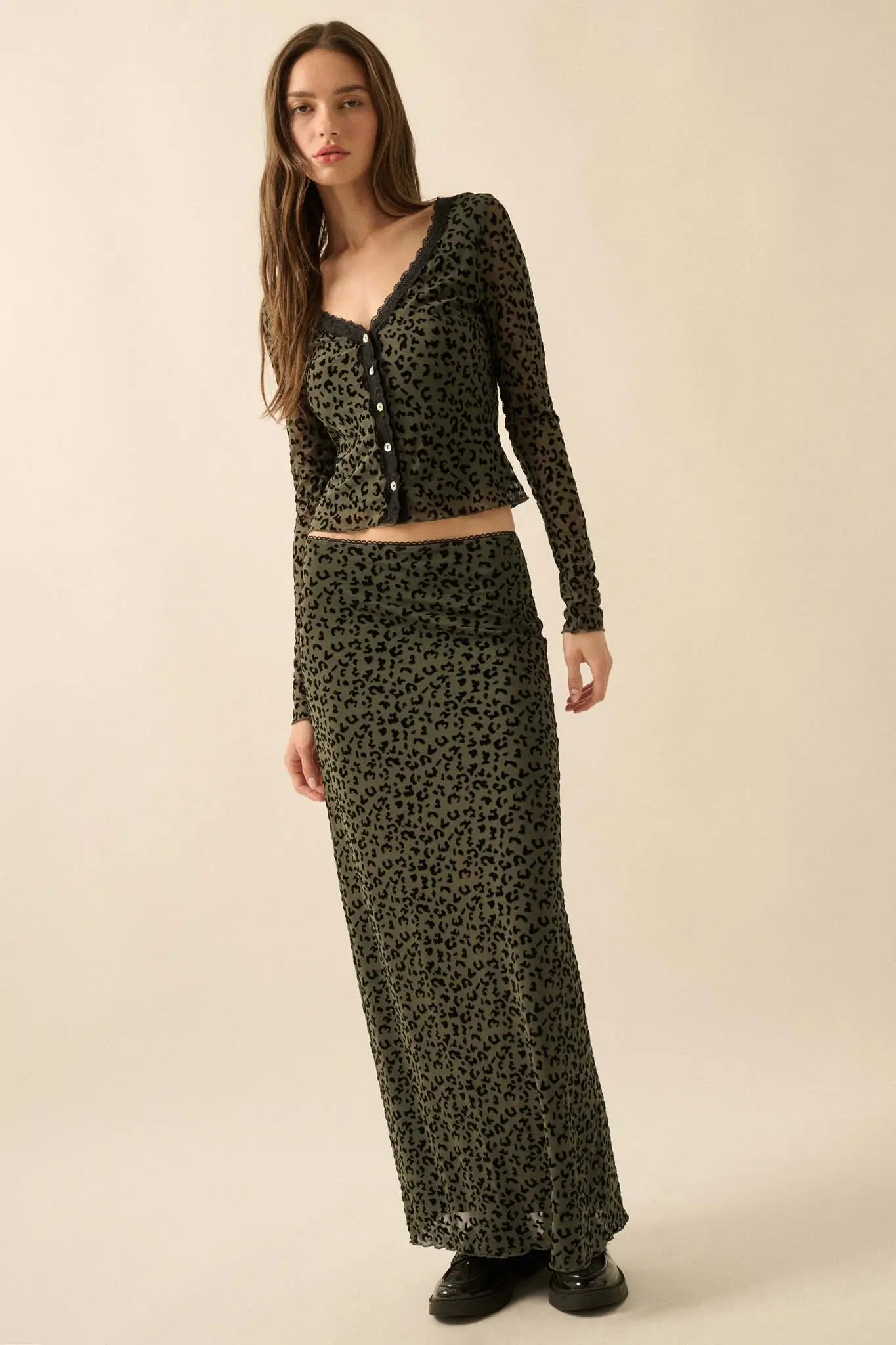 Pretty Wild Leopard Mesh Maxi Skirt - Image 8