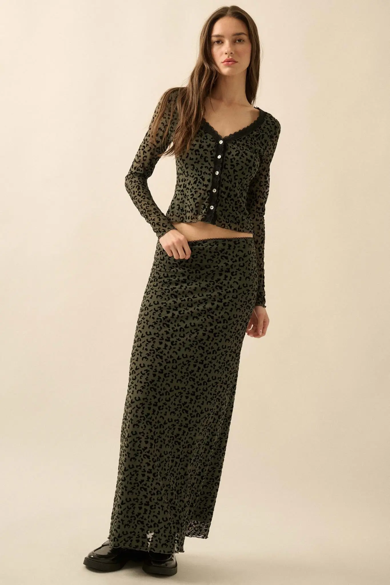 Pretty Wild Leopard Mesh Maxi Skirt - Image 9