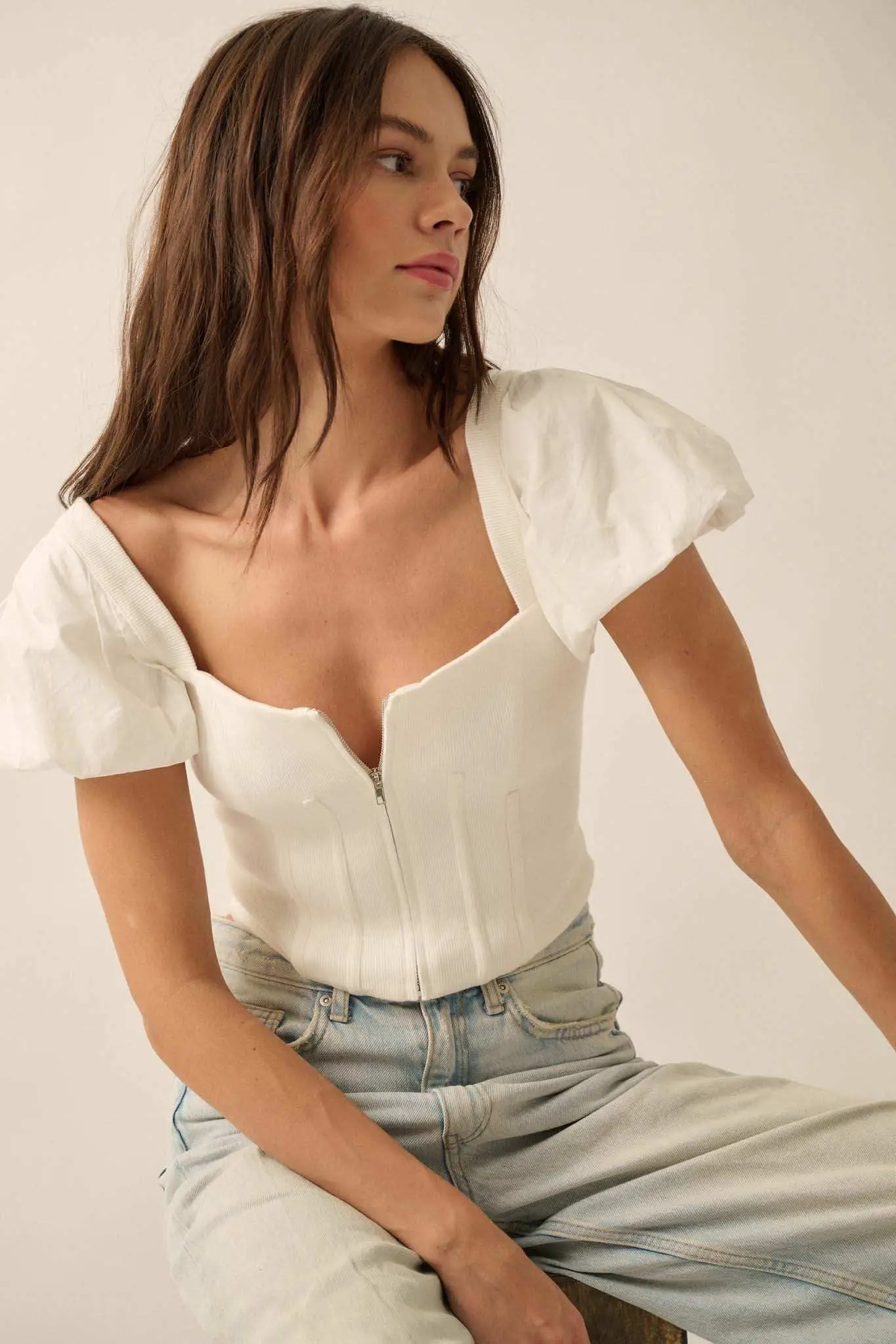 Princess Diaries Puff-Sleeve Zipped Corset Top - Image 11