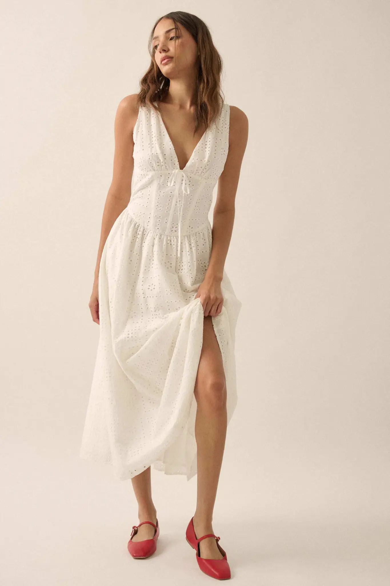 Pristine Dream Eyelet Lace Corset Midi Dress - Image 3