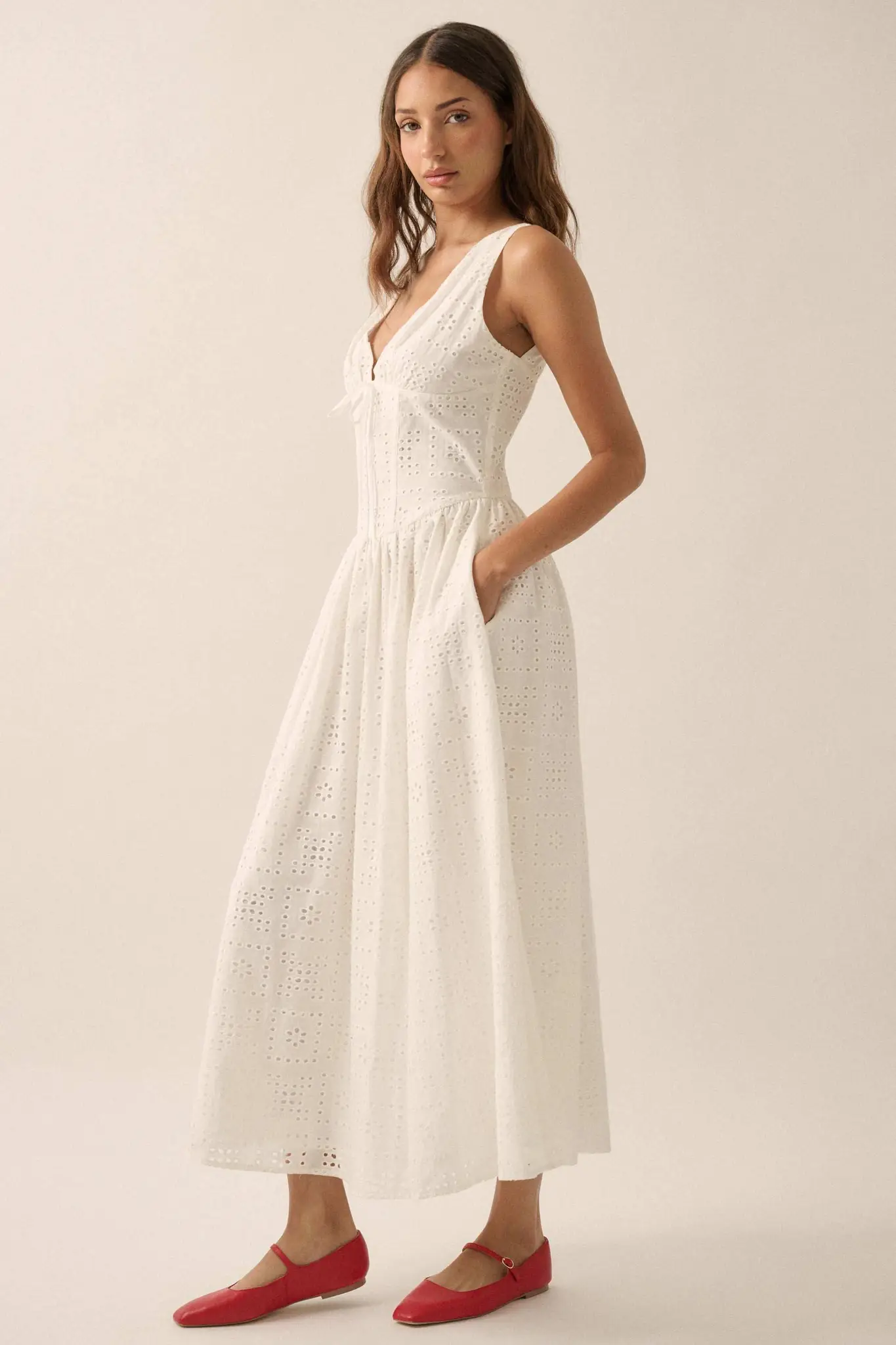 Pristine Dream Eyelet Lace Corset Midi Dress - Image 5