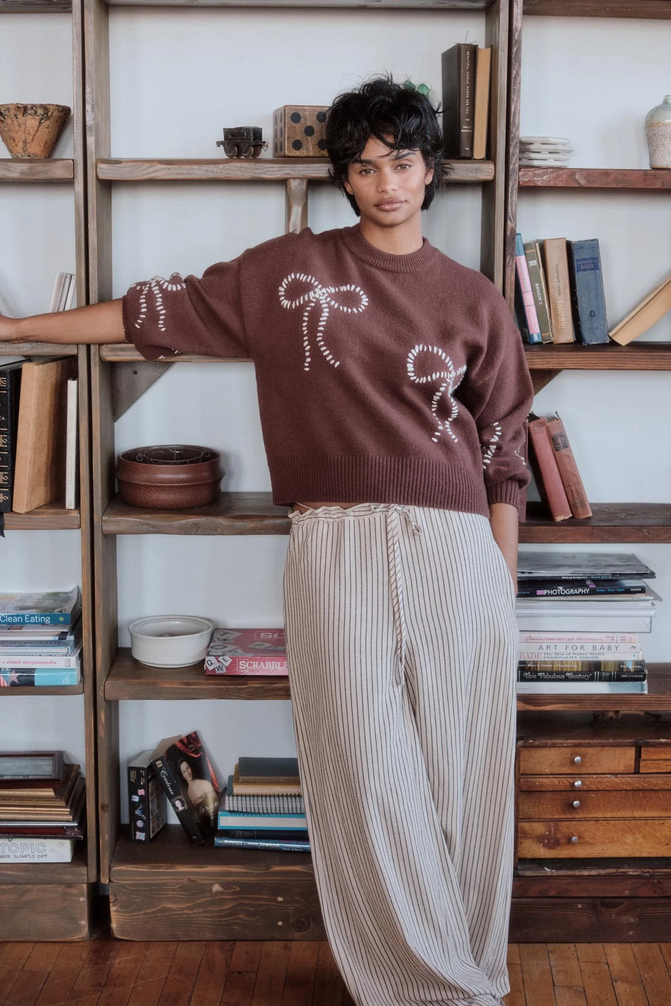Promise Me Bow-Embroidered Balloon-Sleeve Sweater - Image 11