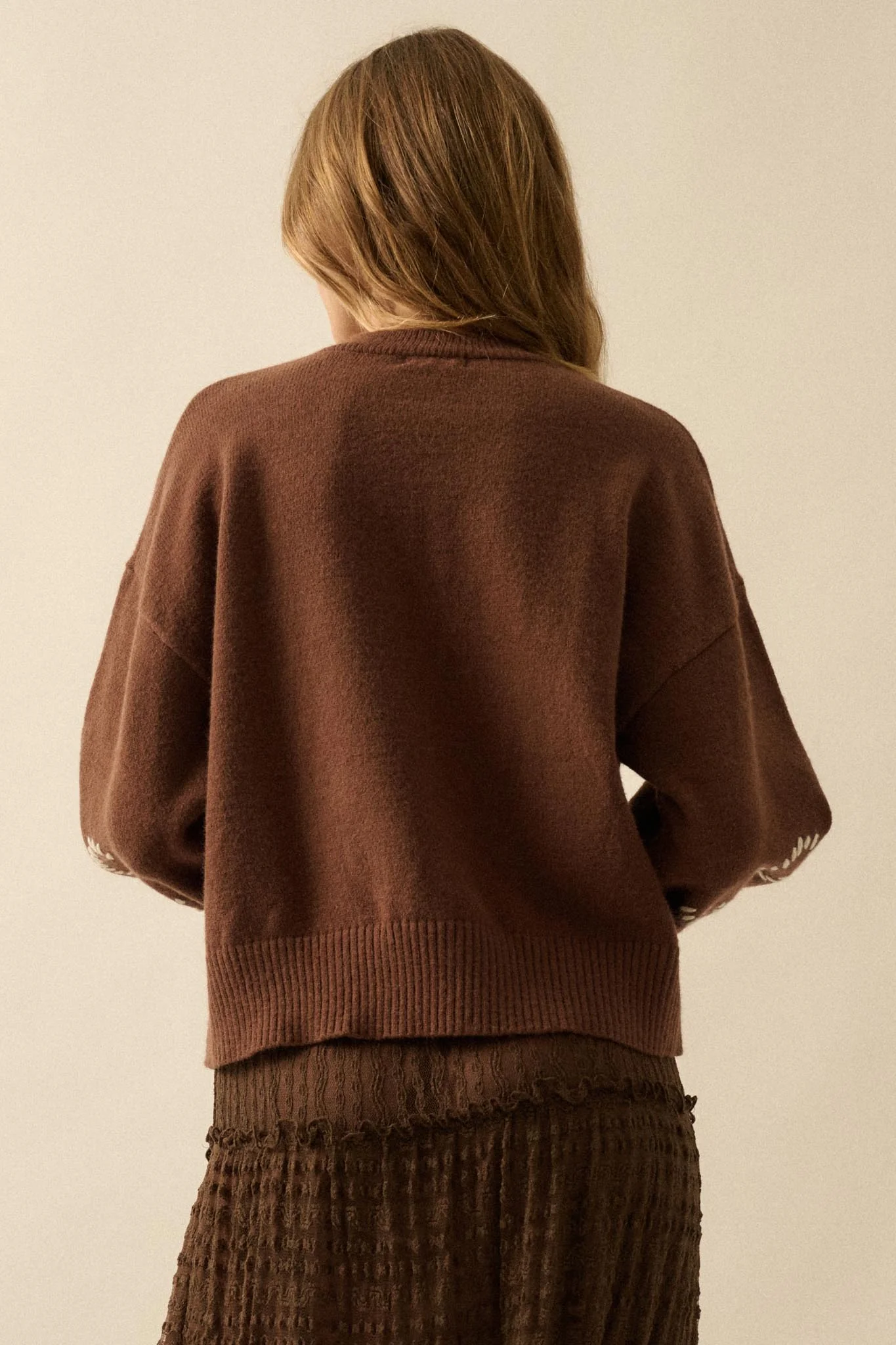 Promise Me Bow-Embroidered Balloon-Sleeve Sweater - Image 16