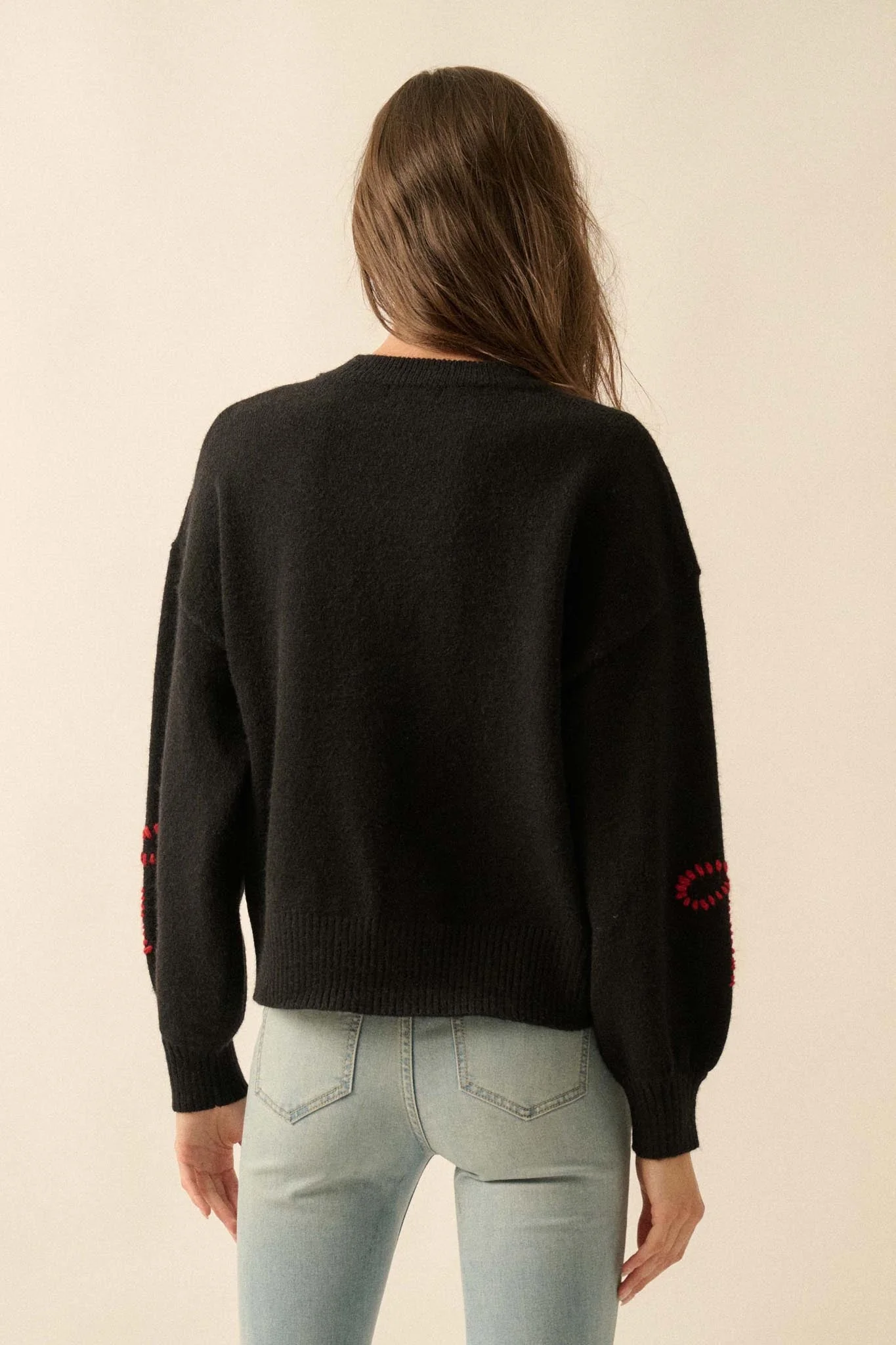 Promise Me Bow-Embroidered Balloon-Sleeve Sweater - Image 22