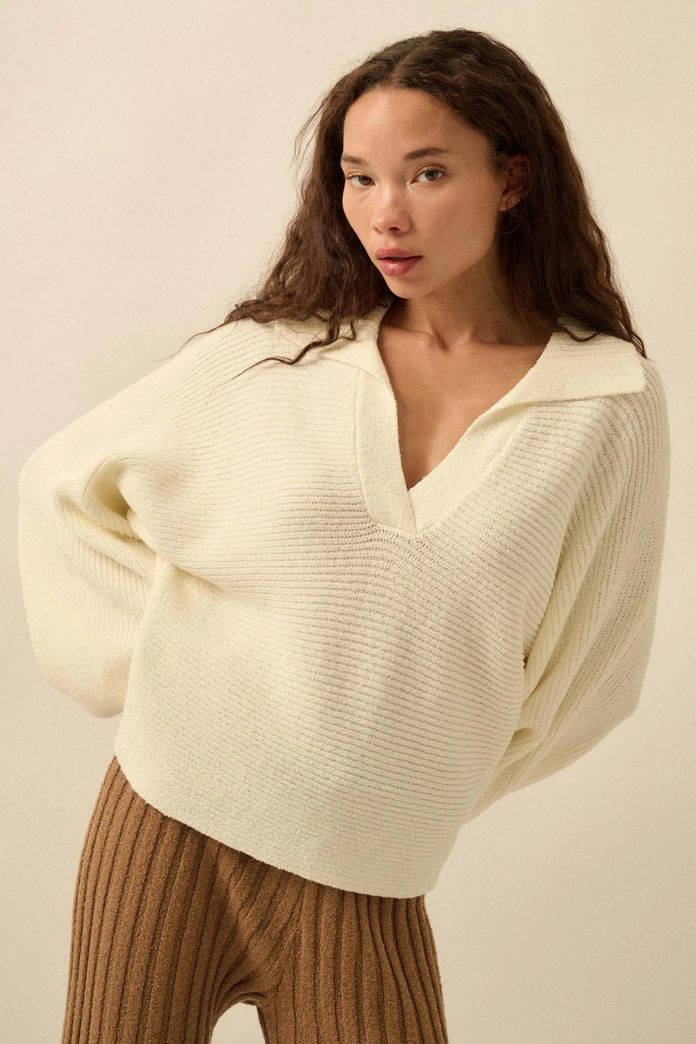 Promise the Label Rib-Knit Collared Sweater - Image 8