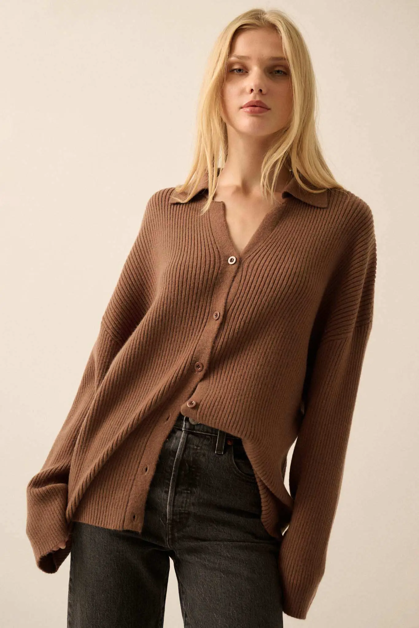 Promise the Label Rib-Knit Oversize Cardigan Sweater - Image 6