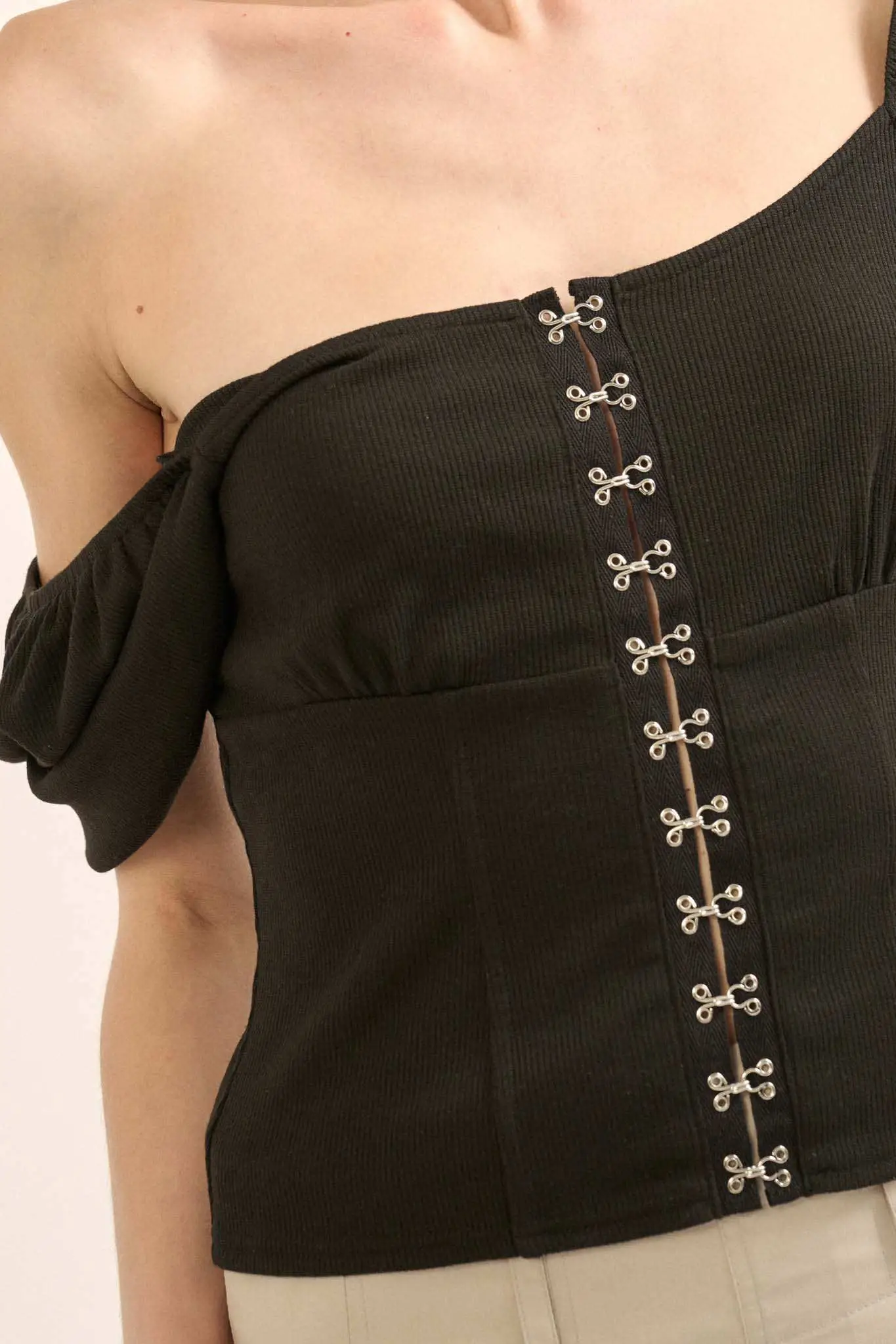 Promise the Label Rib-Knit Puff-Sleeve Peasant Top - Image 7