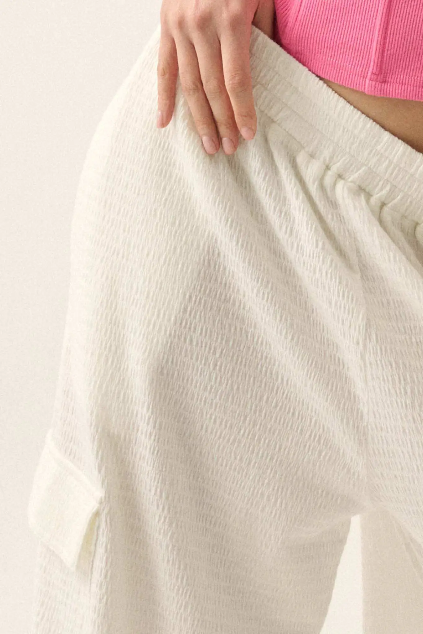 Smocked Jersey Wide-Leg Cargo Lounge Pants - Image 13