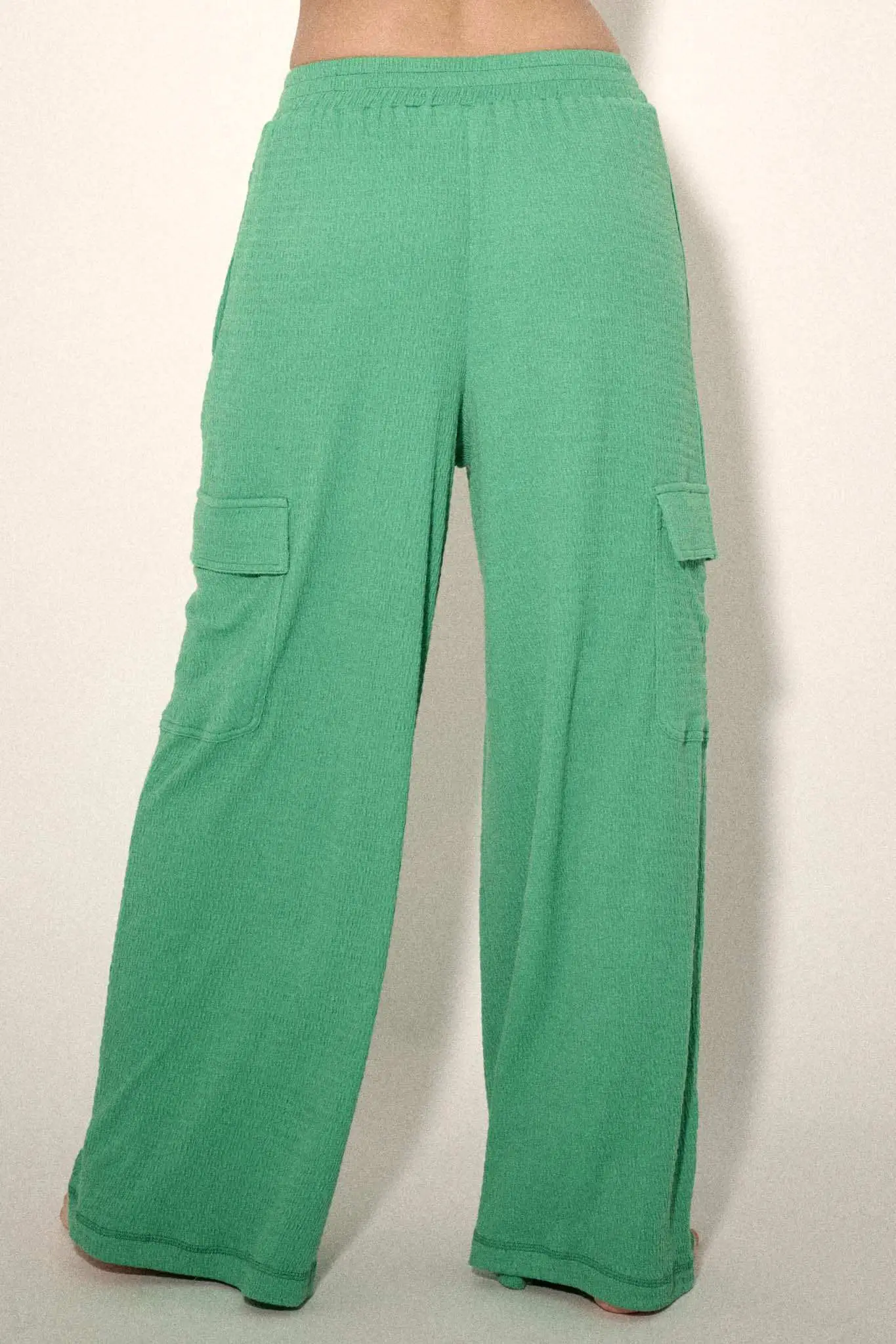 Smocked Jersey Wide-Leg Cargo Lounge Pants - Image 5