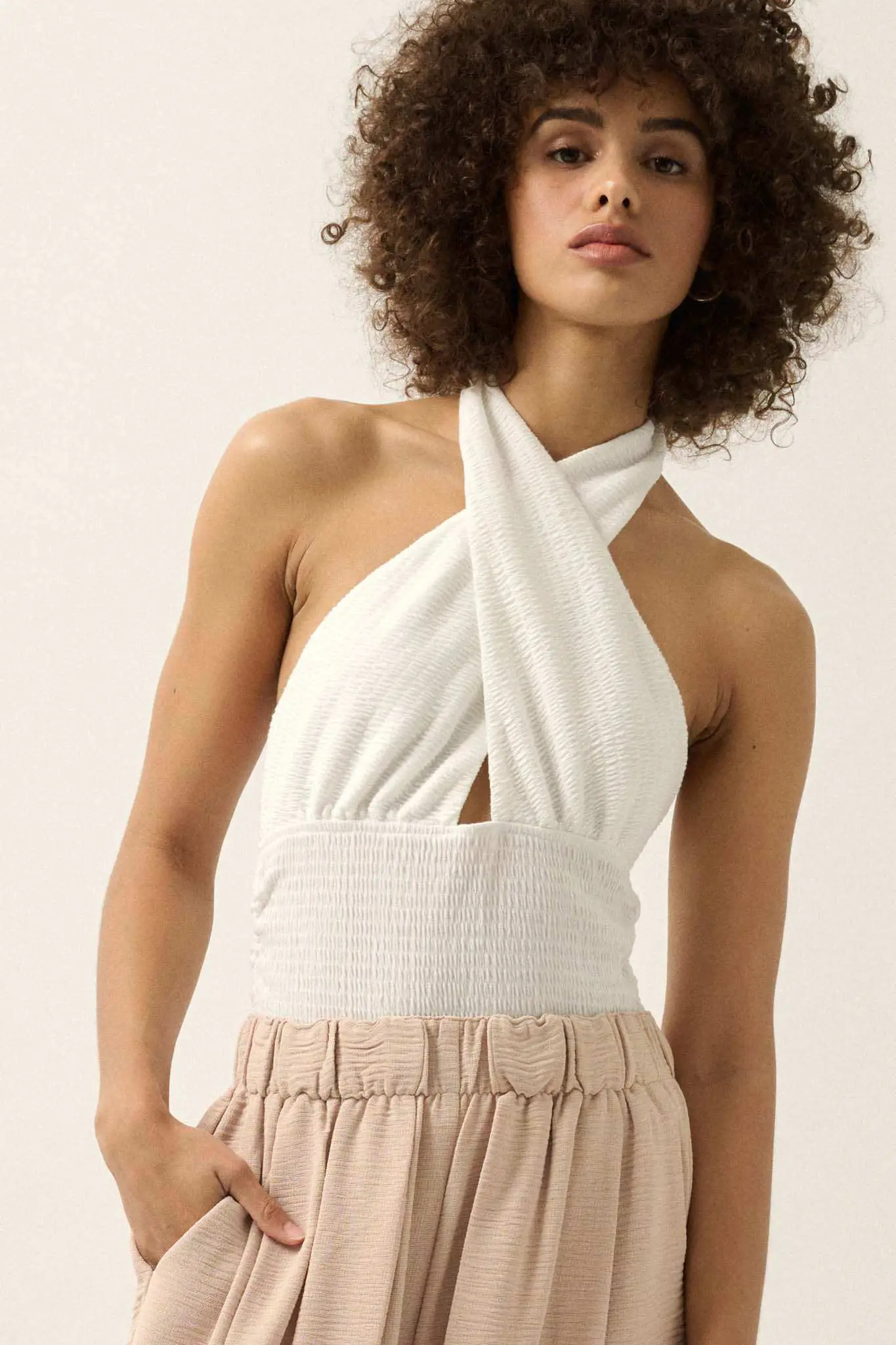 Promise the Label Smocked Jersey Halter Top - Image 4