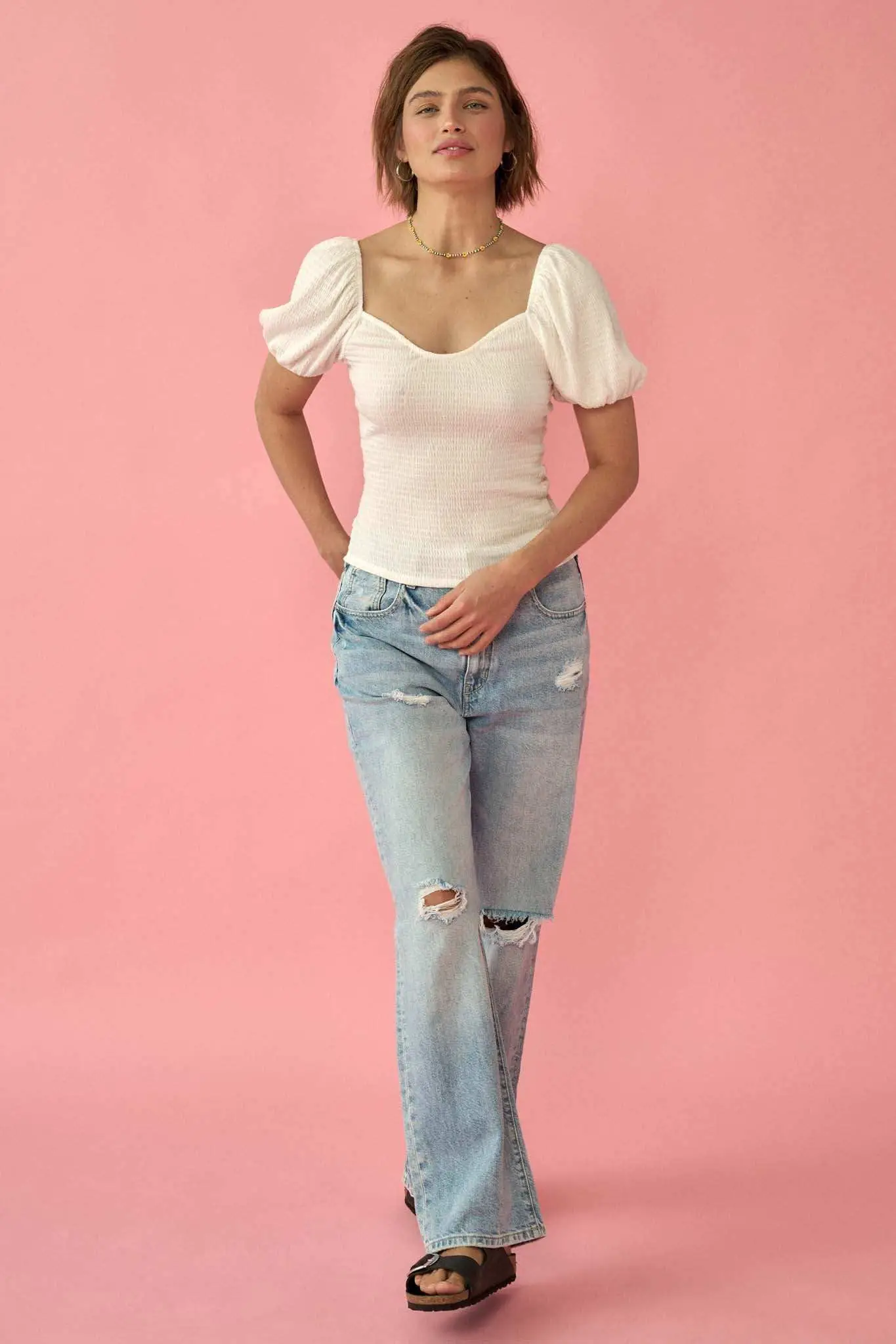 Promise the Label Smocked Jersey Peasant Top - Image 18