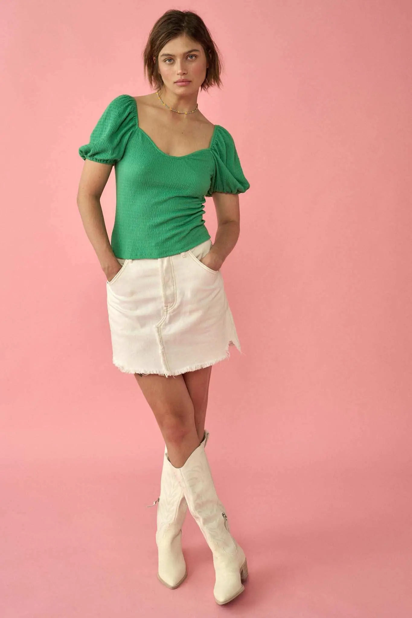 Promise the Label Smocked Jersey Peasant Top - Image 4