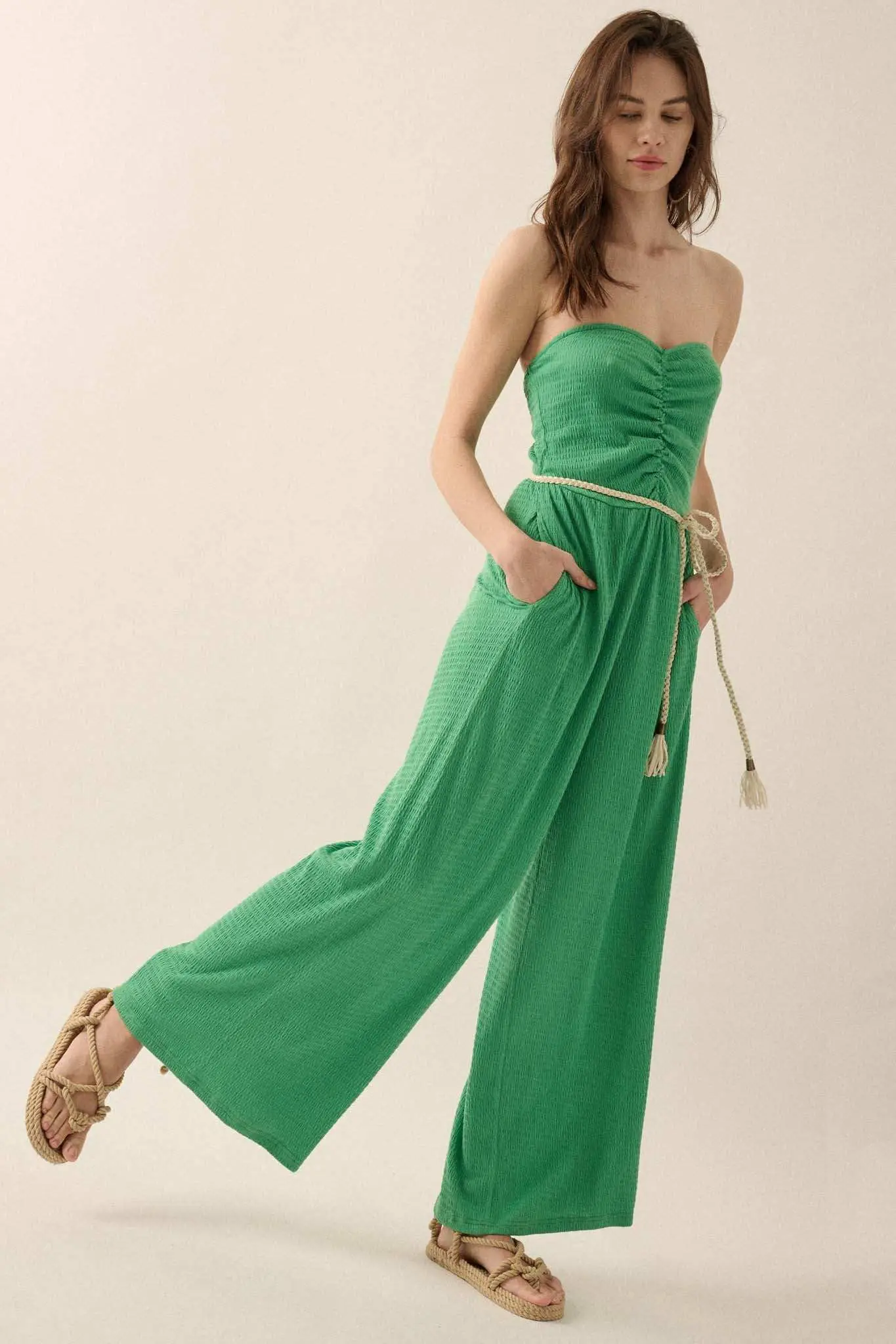 Promise the Label Smocked Jersey Strapless Jumpsuit - Image 13