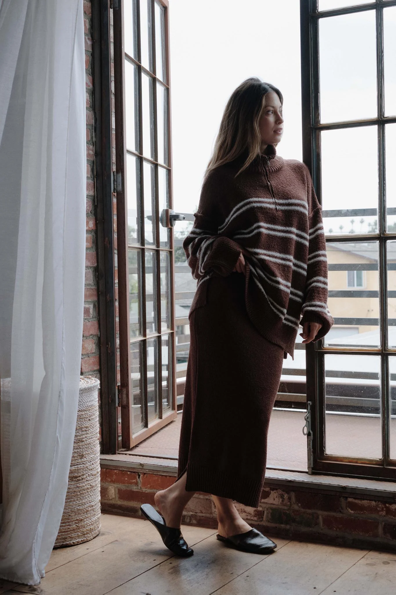Promise the Label Striped Knit Quarter-Zip Sweater - Image 11