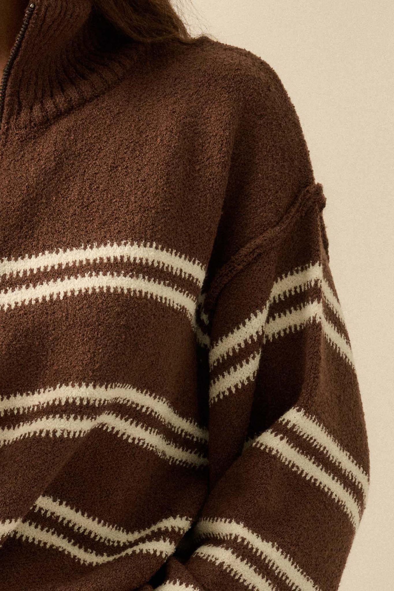 Promise the Label Striped Knit Quarter-Zip Sweater - Image 14
