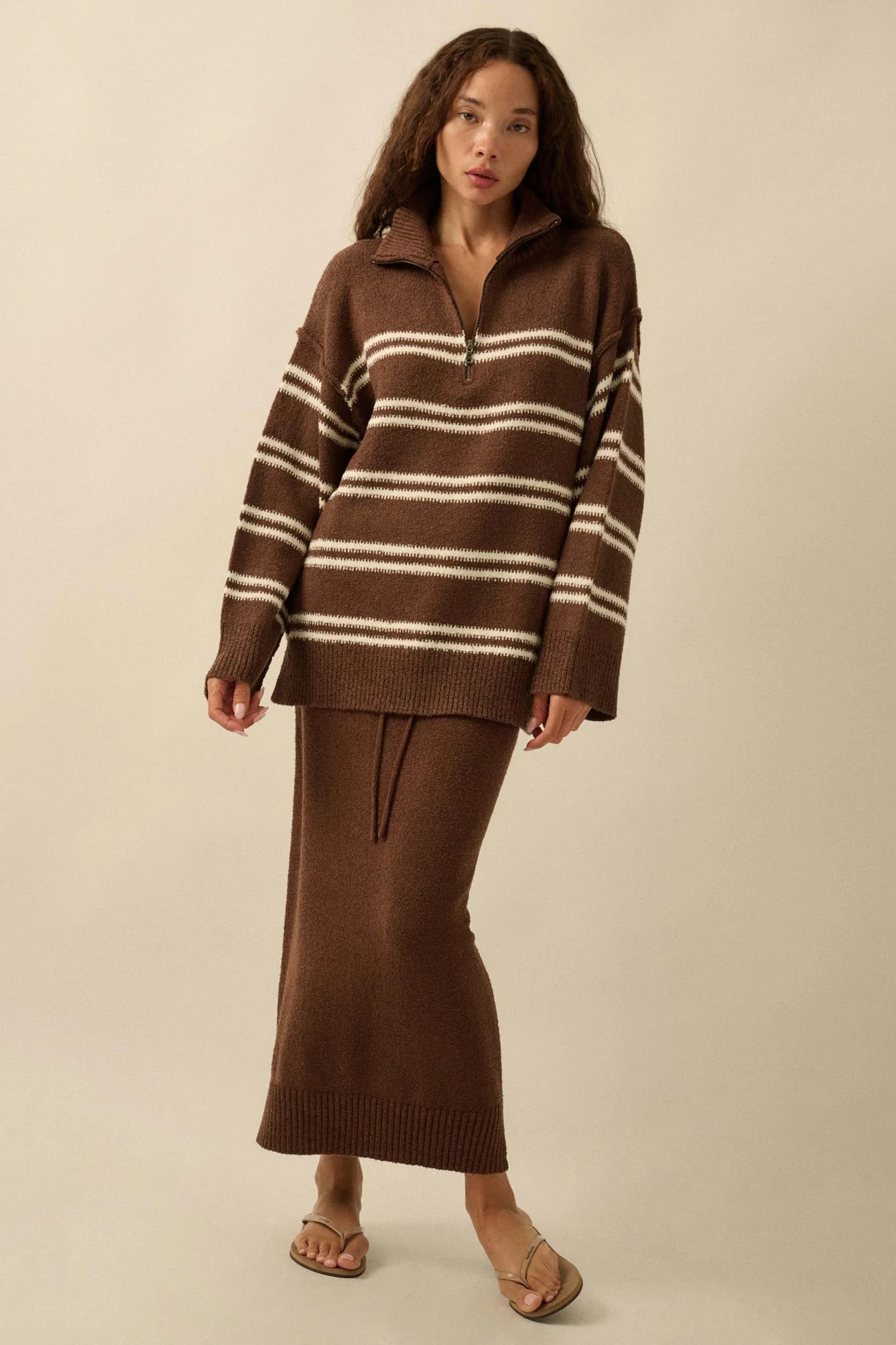 Promise the Label Striped Knit Quarter-Zip Sweater - Image 15