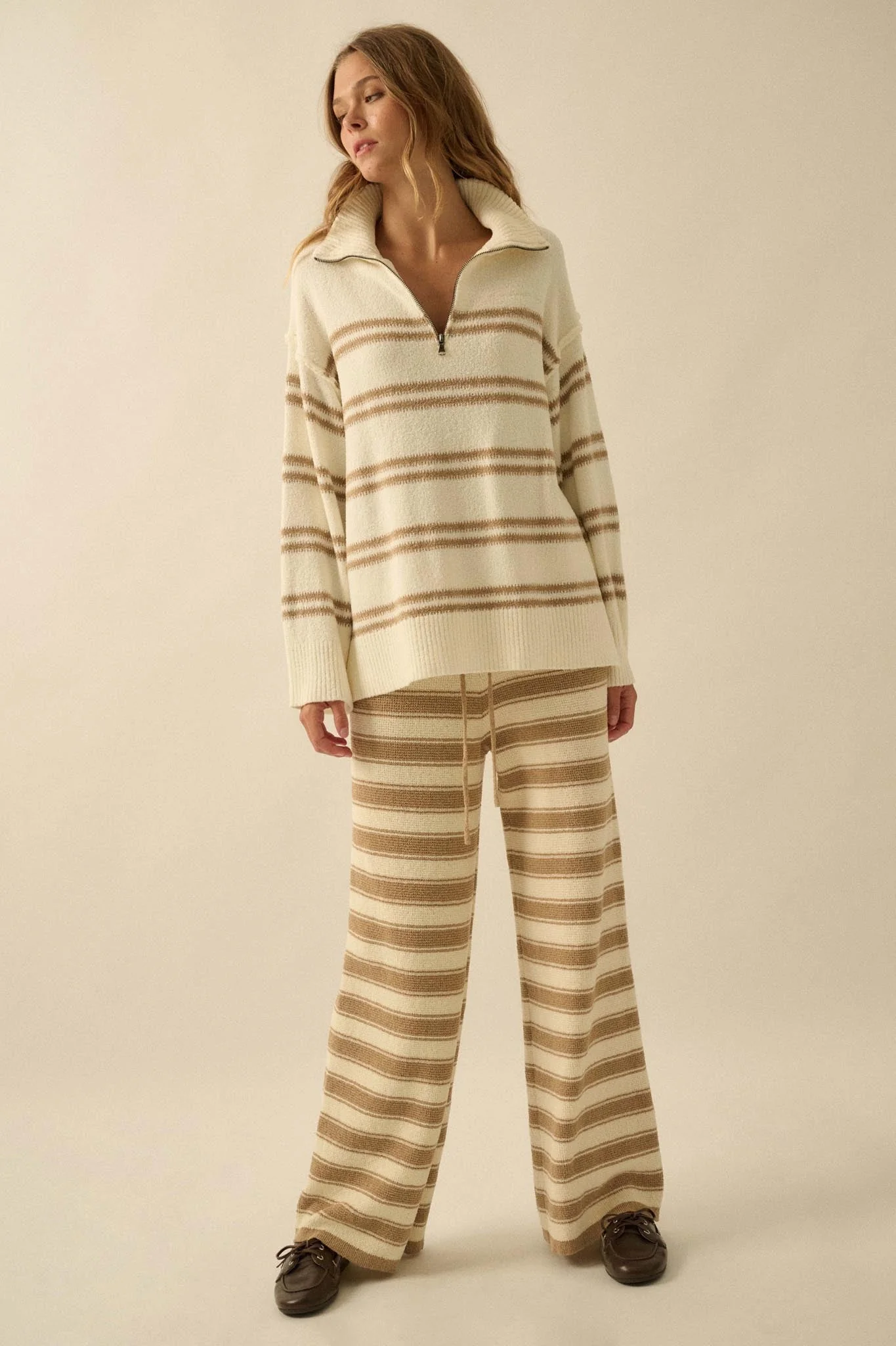 Promise the Label Striped Knit Quarter-Zip Sweater - Image 22