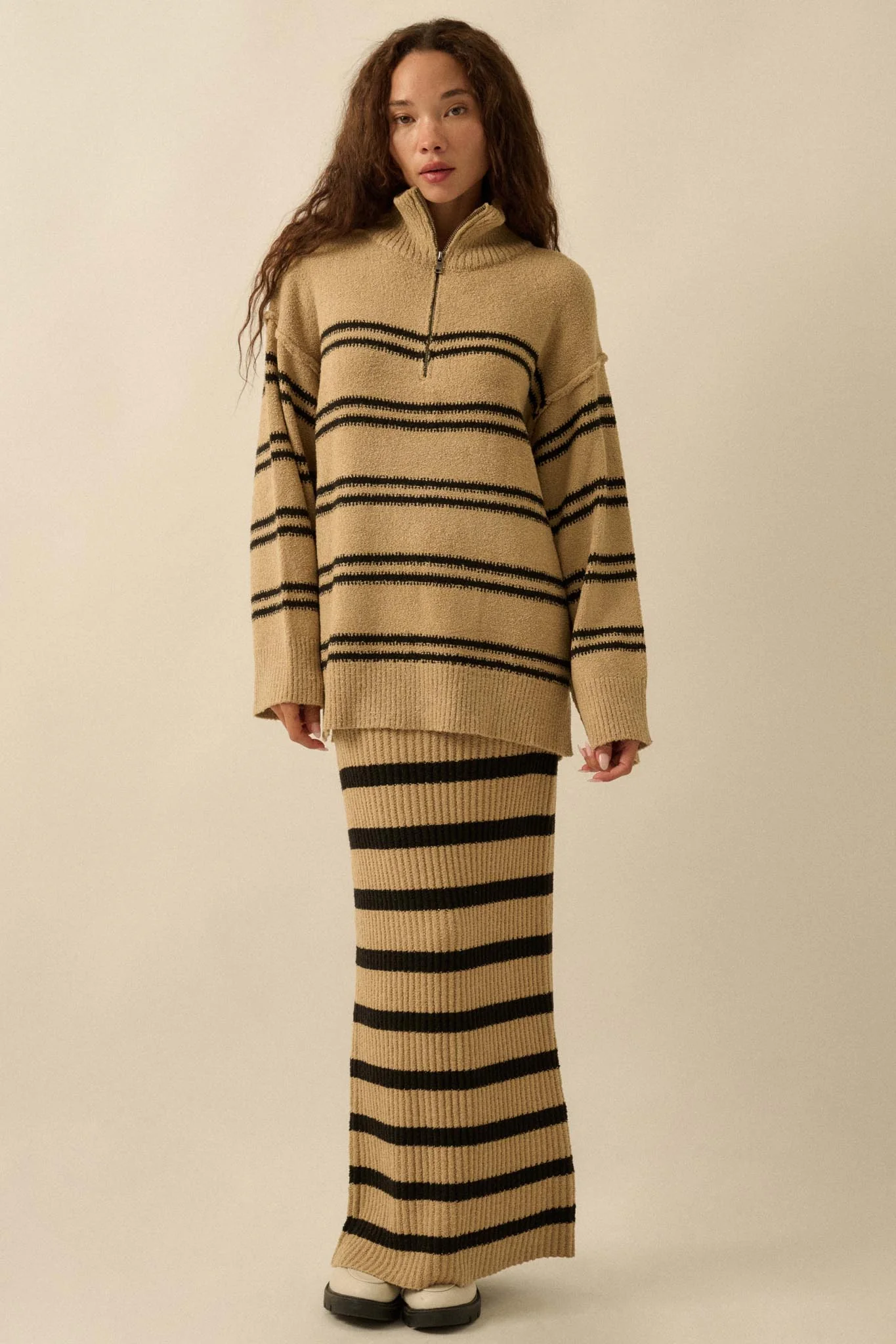 Promise the Label Striped Knit Quarter-Zip Sweater - Image 6