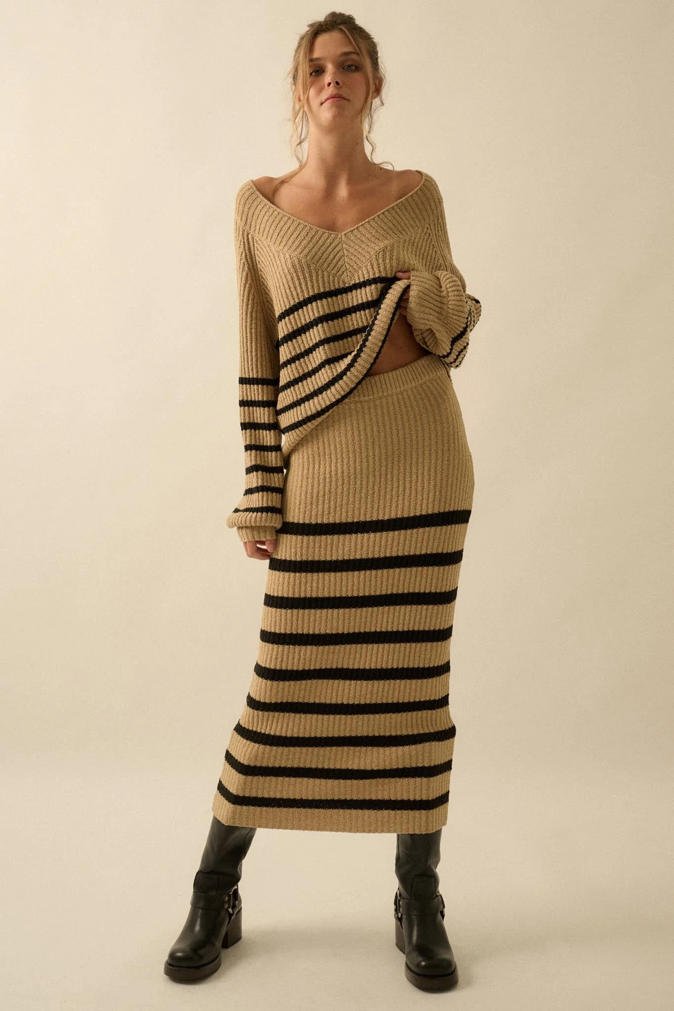Promise the Label Striped Maxi Sweater Skirt - Image 11