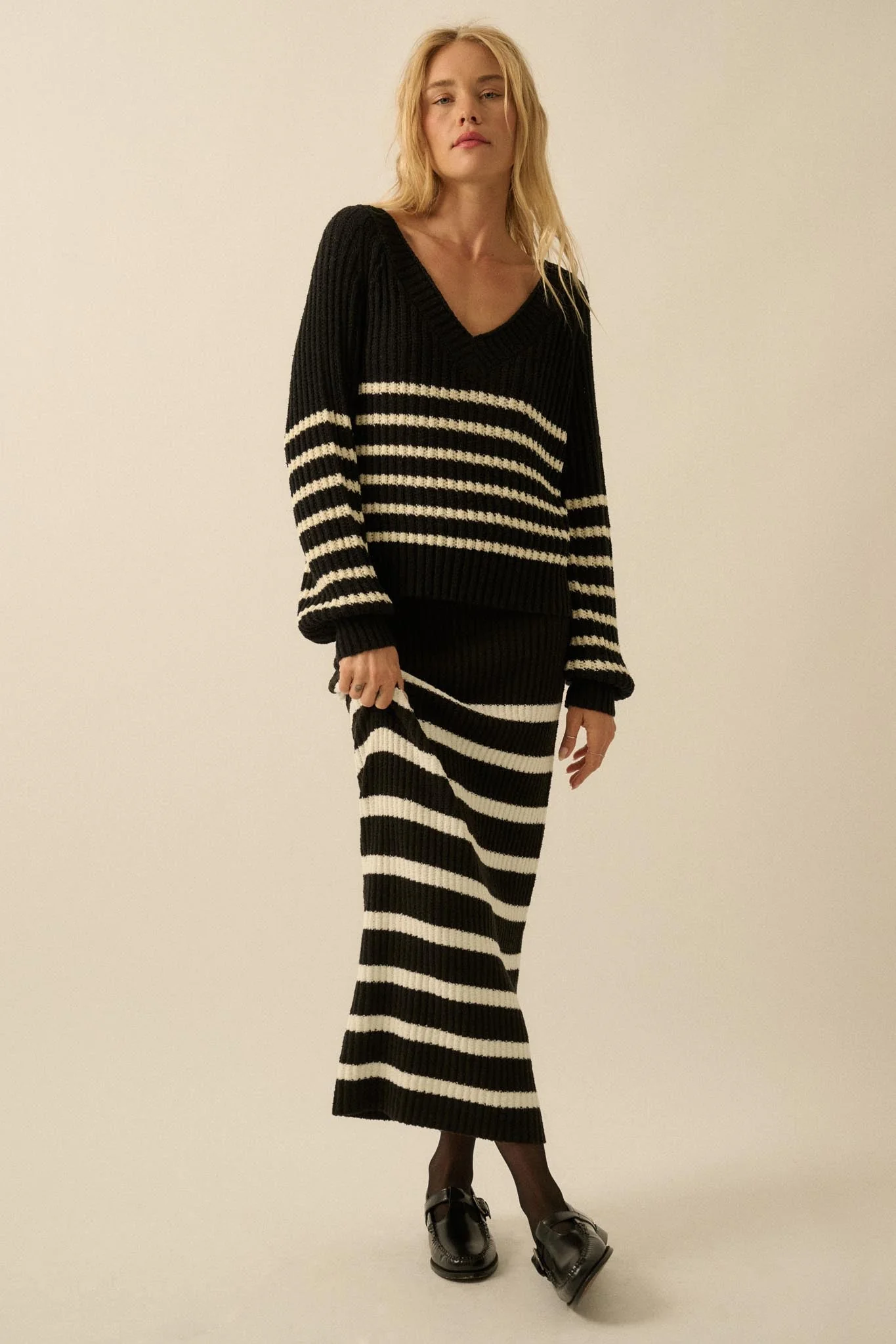 Promise the Label Striped Maxi Sweater Skirt - Image 17