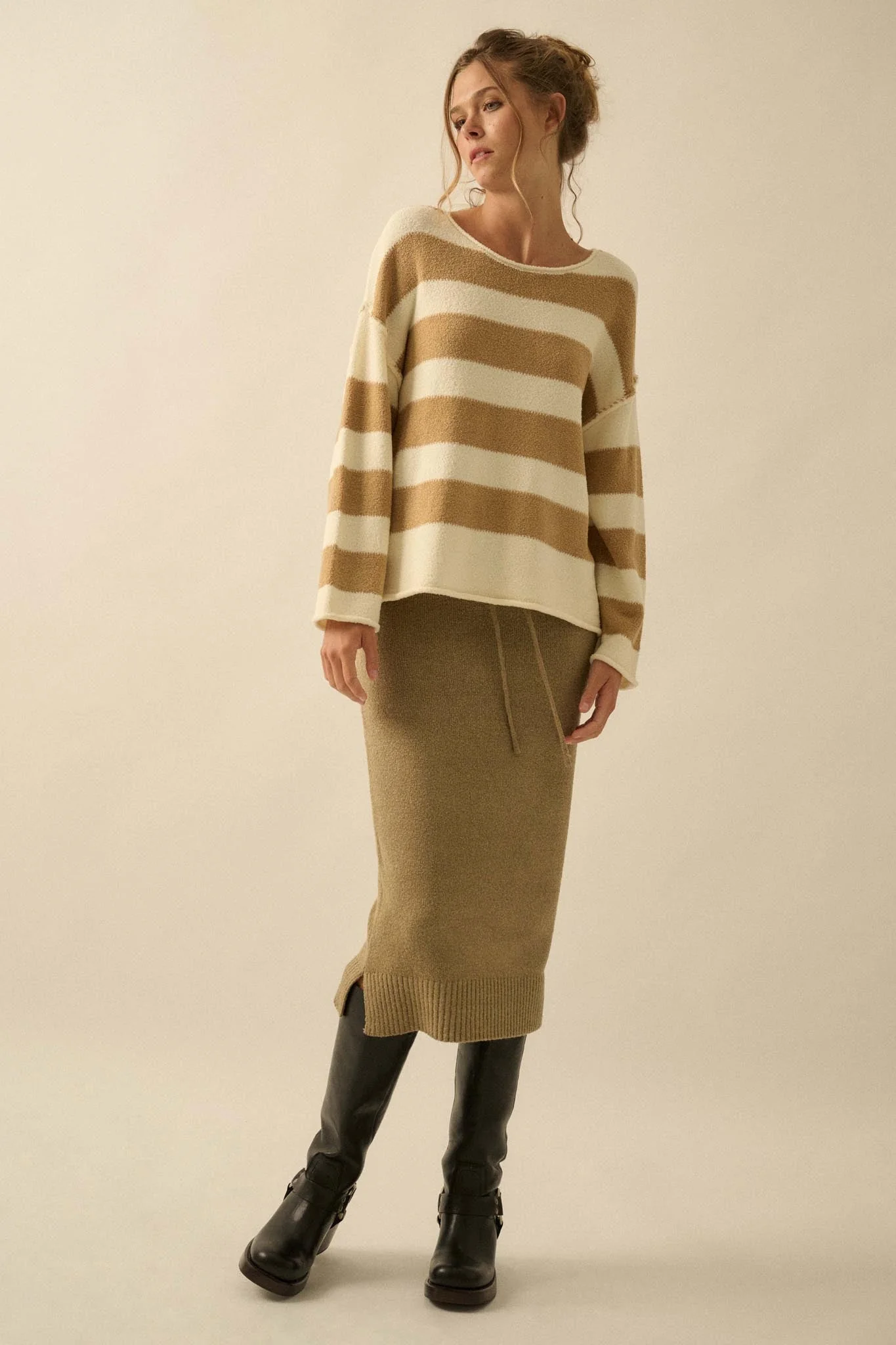Promise the Label Striped Rolled-Edge Sweater - Image 13