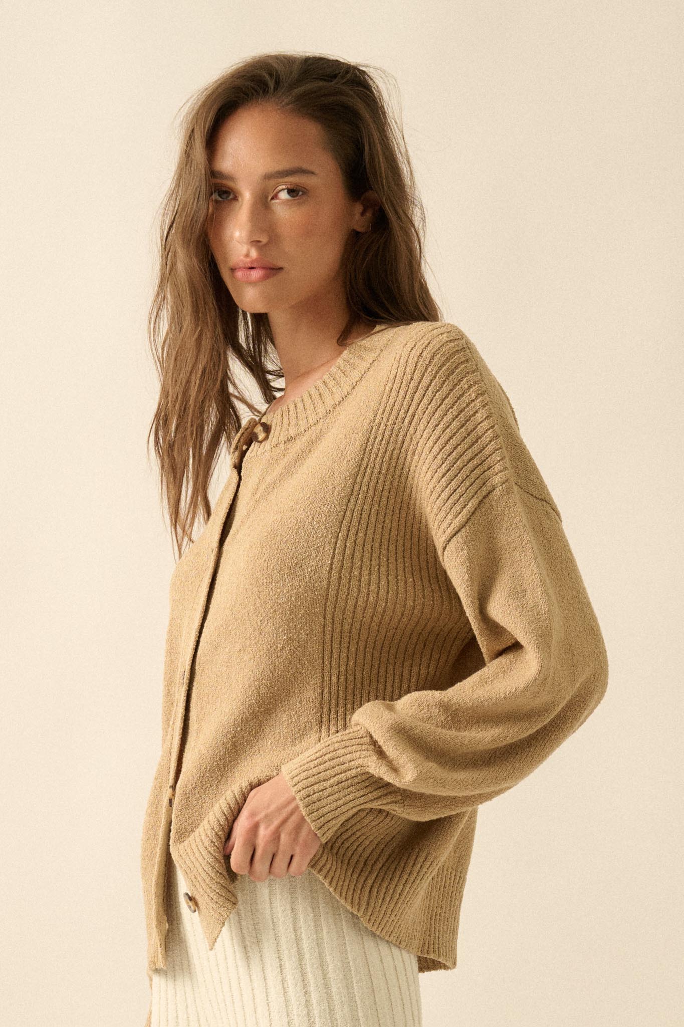 Promise the Label Textured Knit Buttoned Cardigan - Image 14