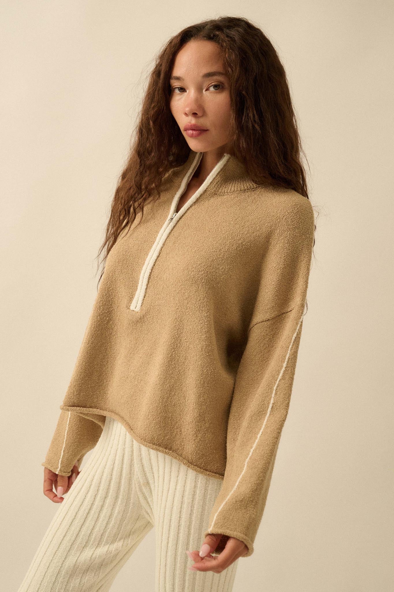 Promise the Label Textured Knit Half-Zip Sweater - Image 20