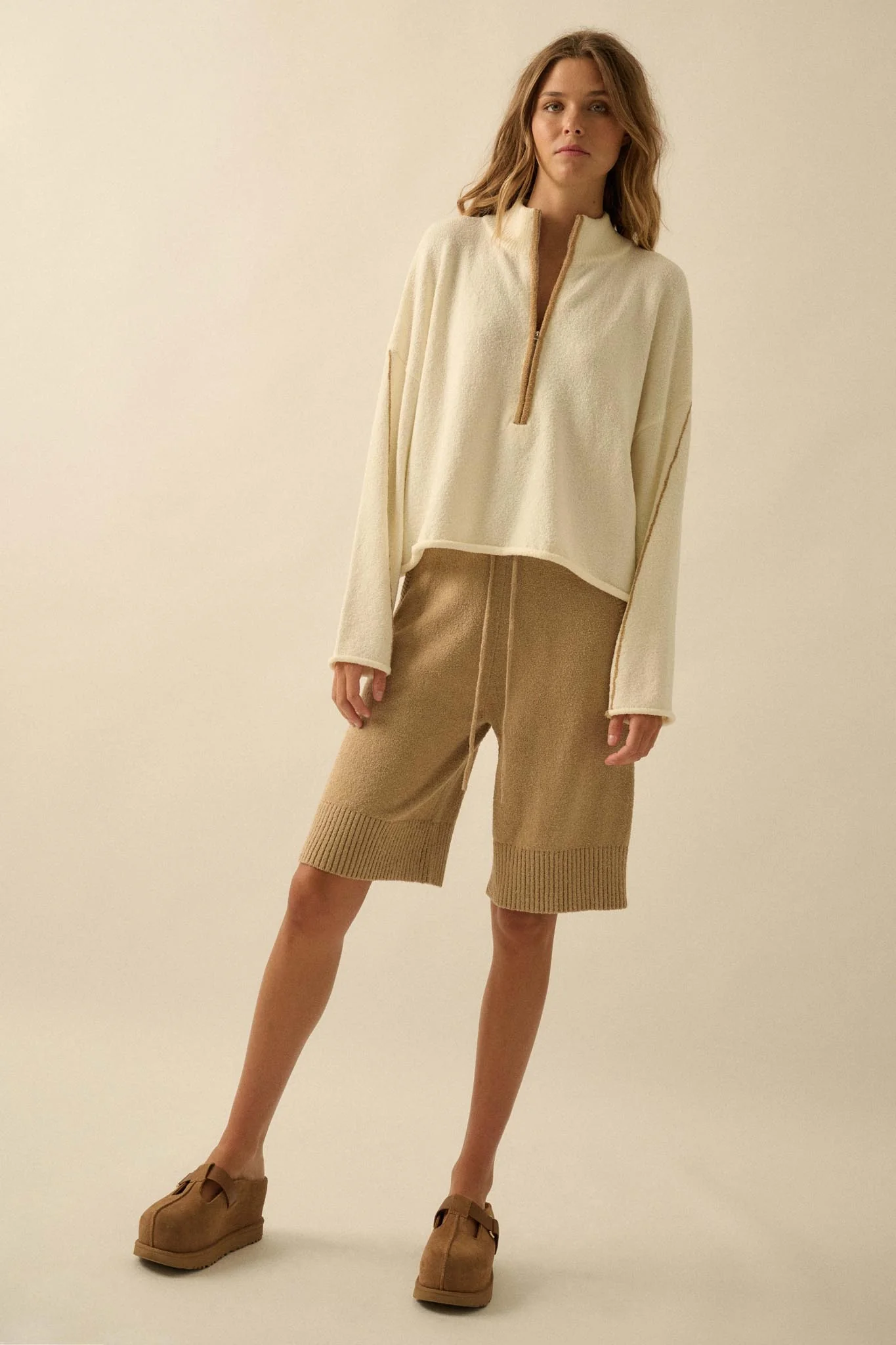 Promise the Label Textured Knit Half-Zip Sweater - Image 3