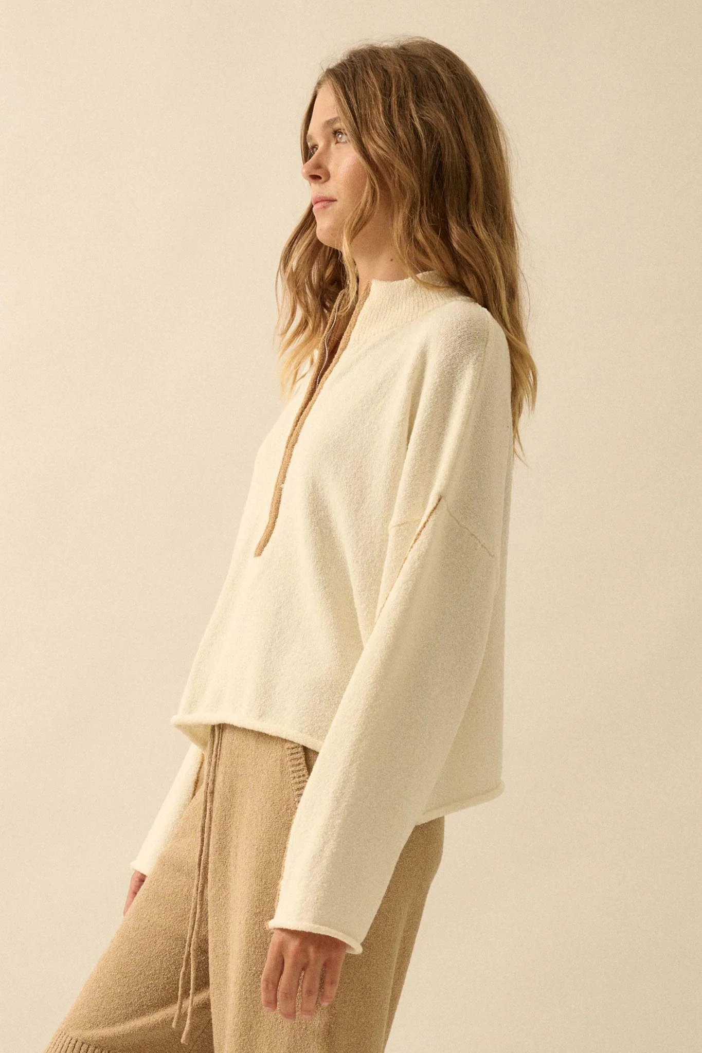 Promise the Label Textured Knit Half-Zip Sweater - Image 6