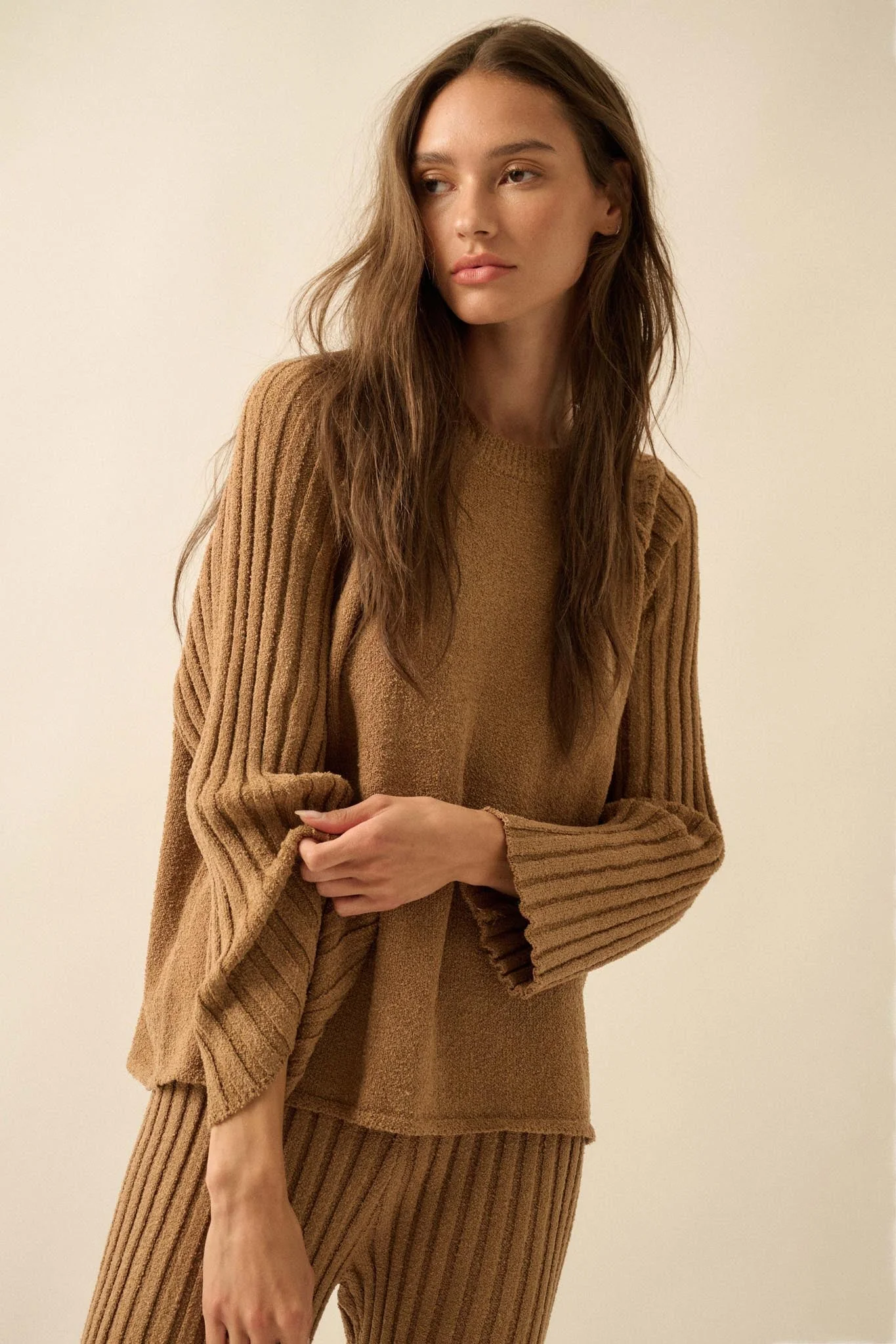 Promise the Label Textured Ribbed-Sleeve Sweater - Image 11