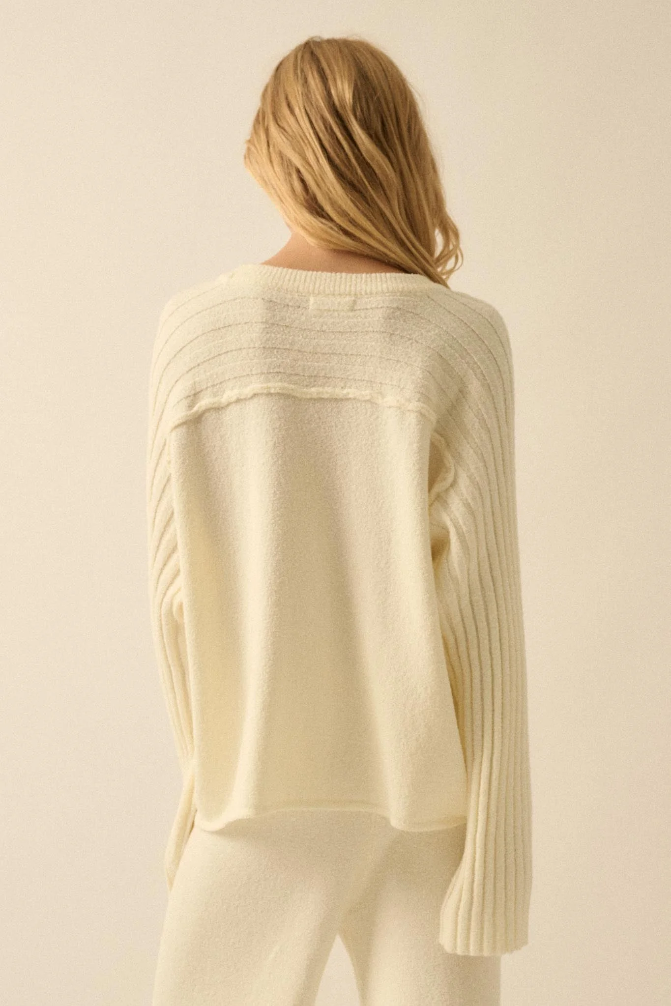 Promise the Label Textured Ribbed-Sleeve Sweater - Image 6