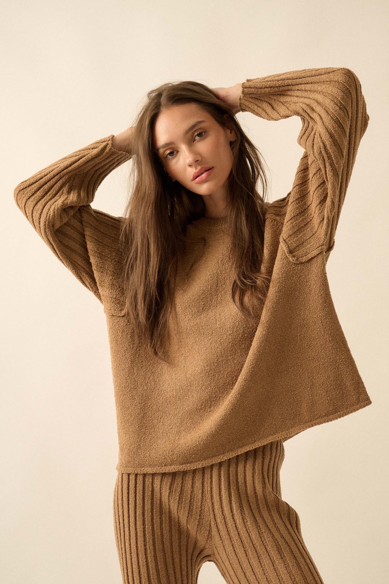 Promise the Label Textured Ribbed-Sleeve Sweater - Image 7