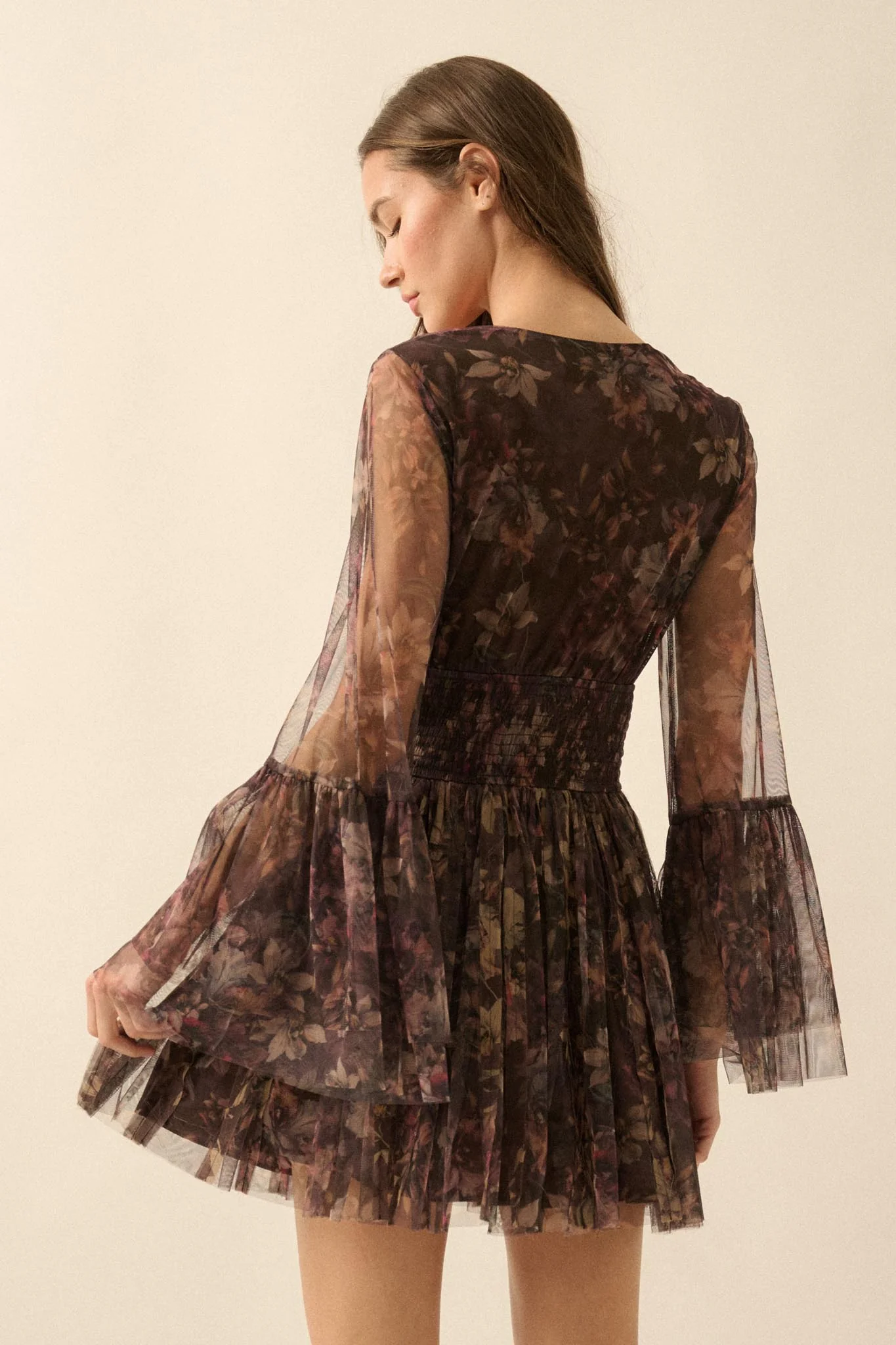 Pure Bliss Layered Floral Tulle Pleated Mini Dress - Image 2