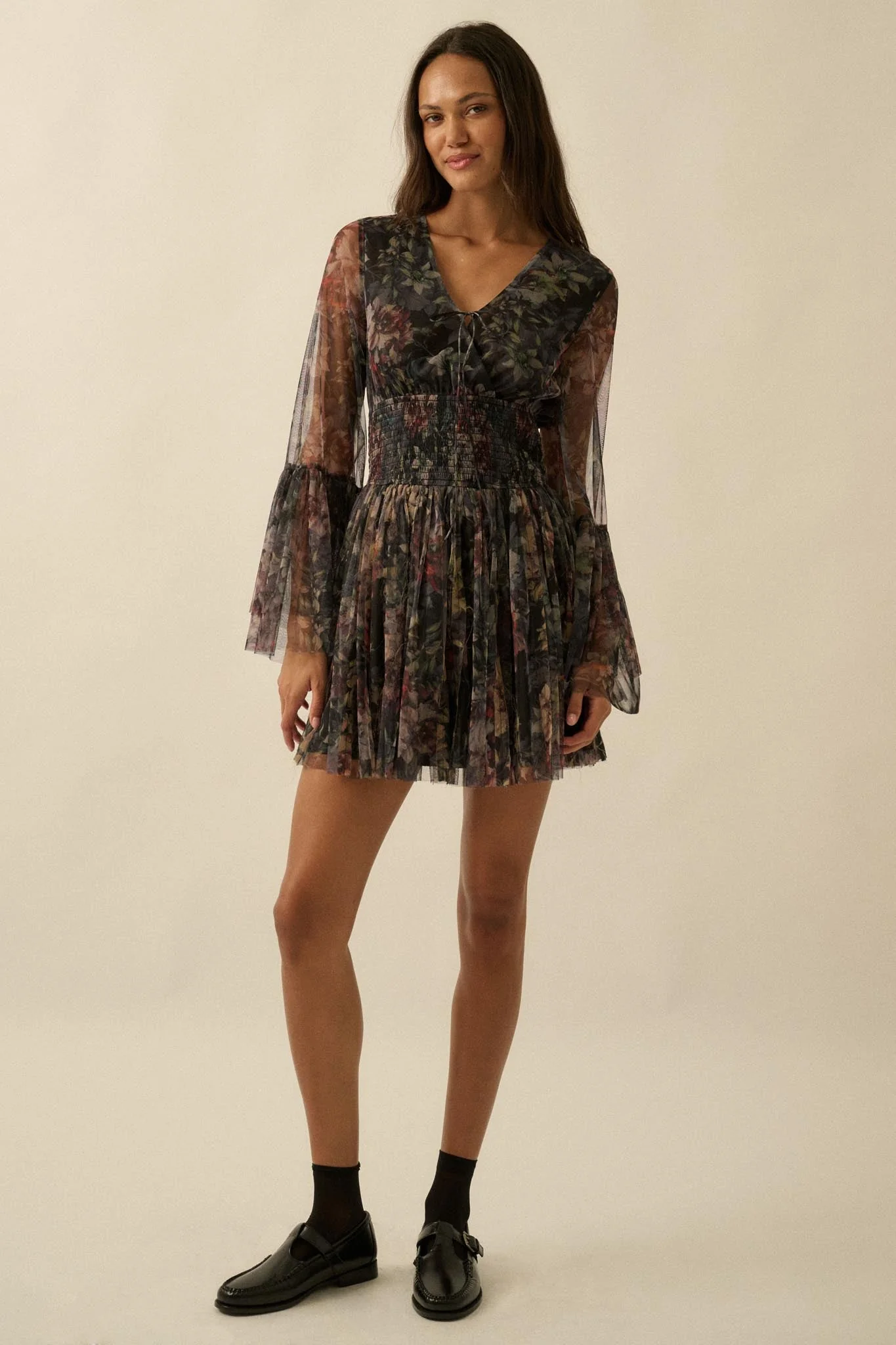 Pure Bliss Layered Floral Tulle Pleated Mini Dress - Image 9