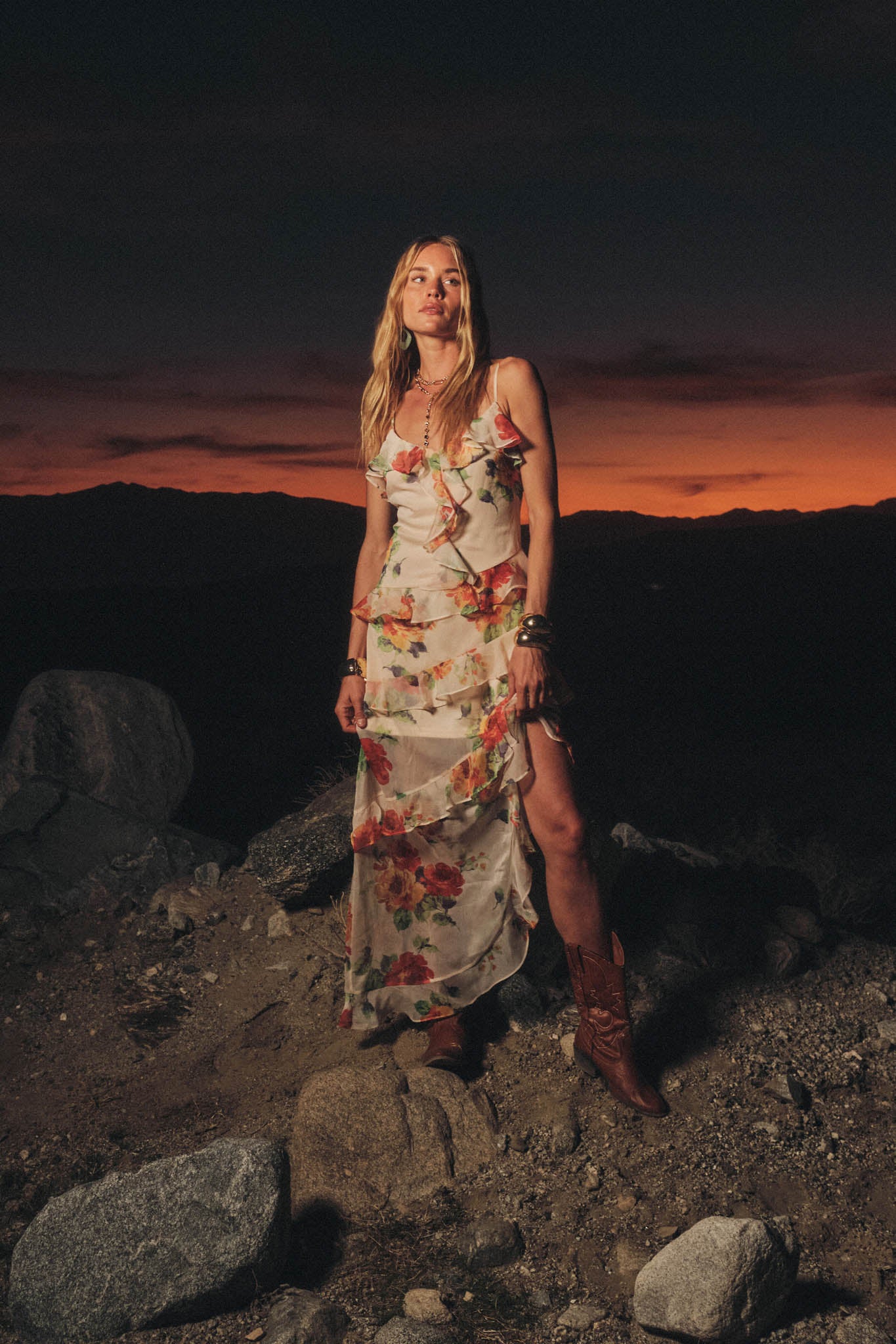 Pure Enchantment Floral Chiffon Ruffle Maxi Dress - Image 3