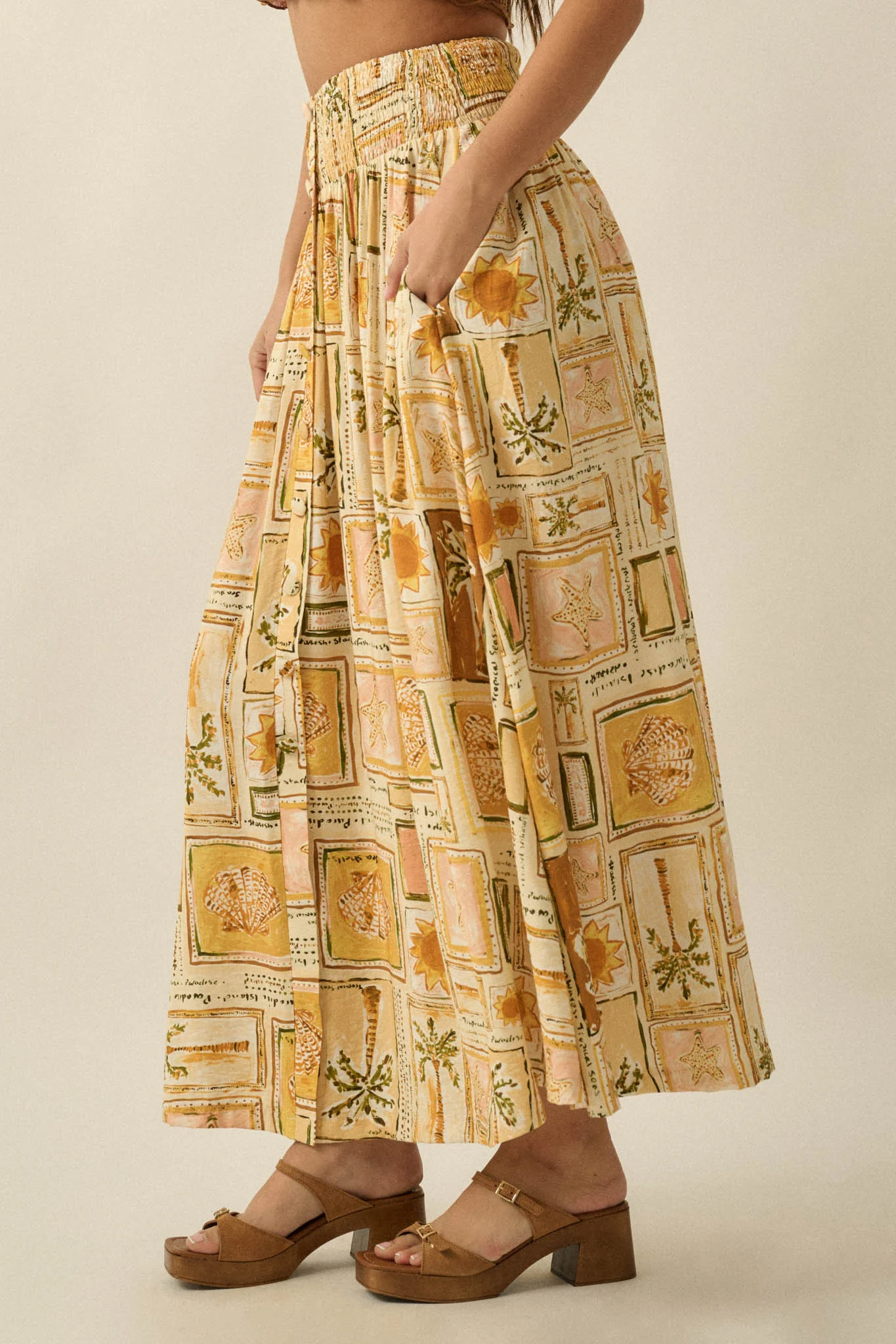 Pure Paradise Tropical-Print Button Maxi Skirt - Image 11