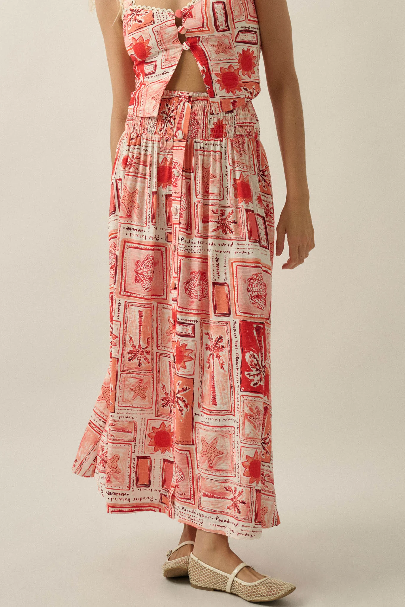Pure Paradise Tropical-Print Button Maxi Skirt - Image 2